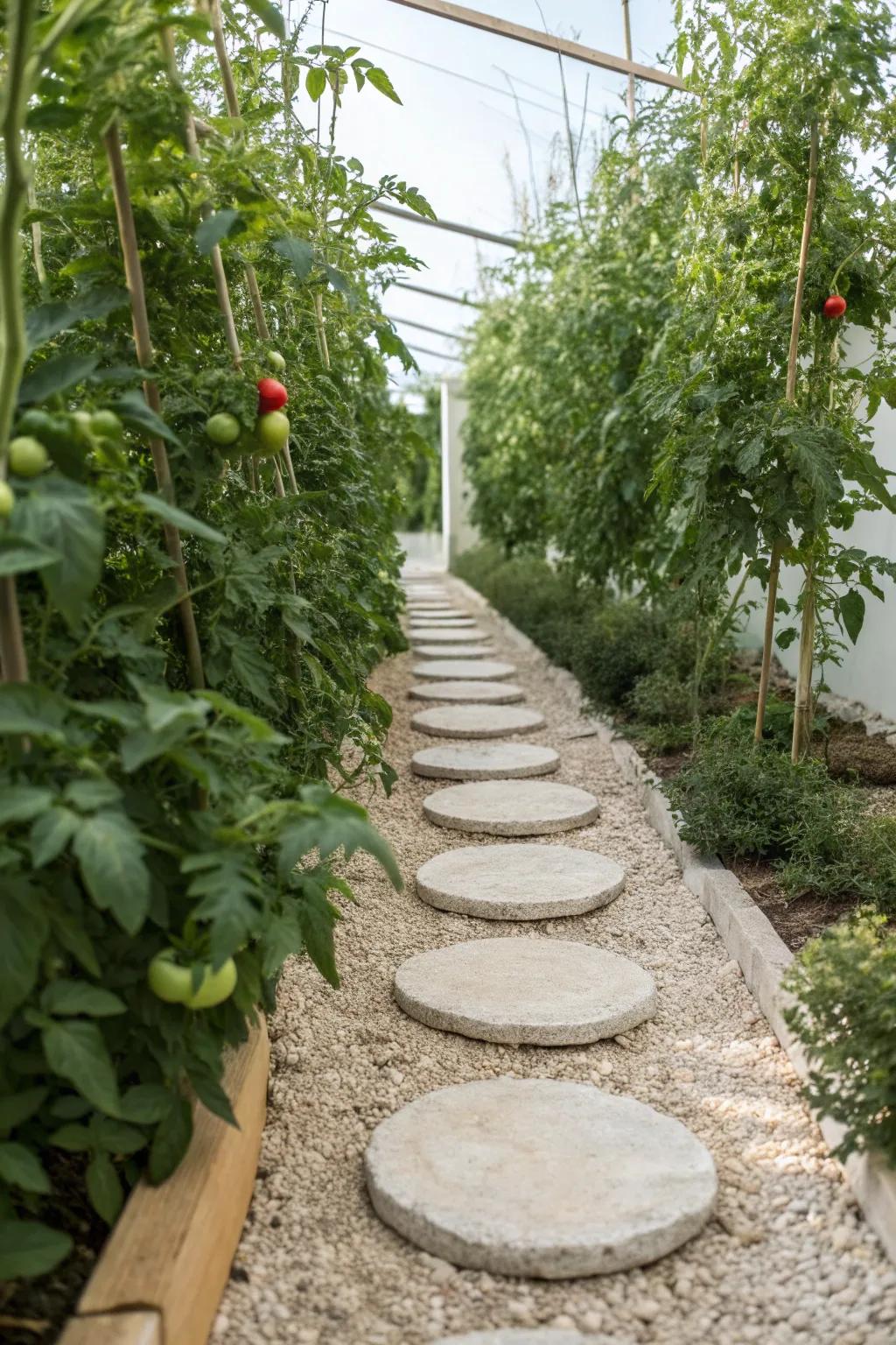 Step into serenity with a minimalist garden pathway that highlights the beauty of nature and craftsmanship.