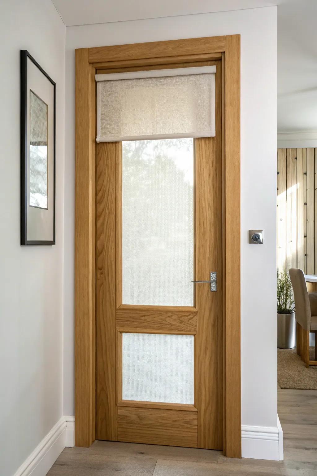 Top-down bottom-up door shade: keep daylight flowing while blocking awkward hallway sightlines.