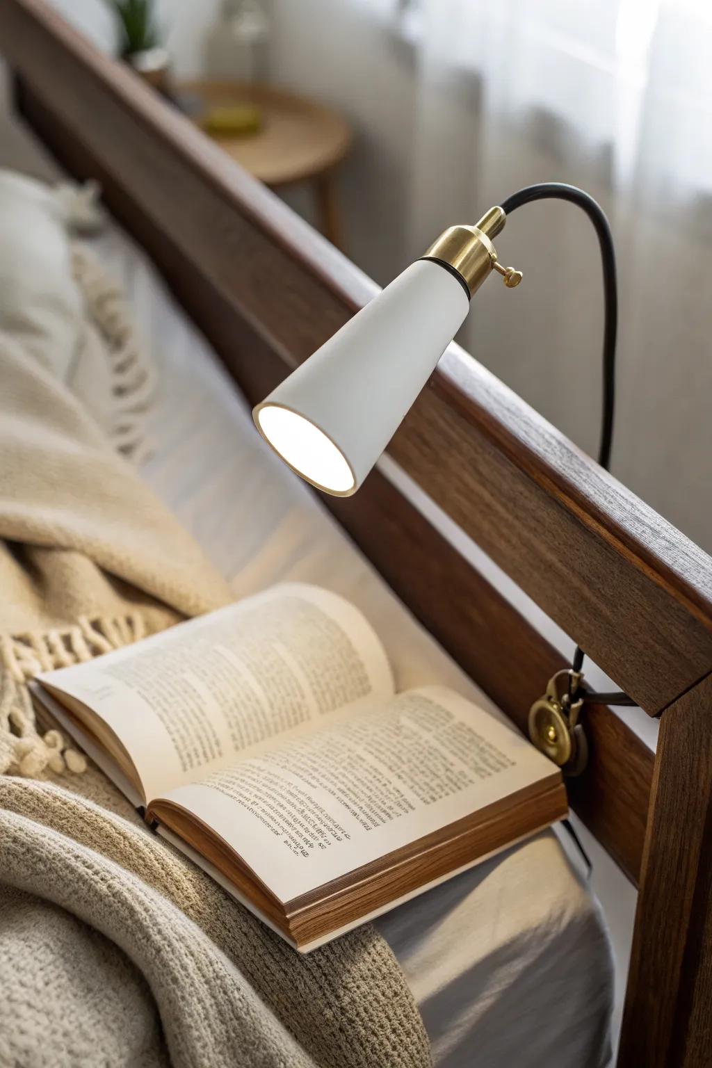 Clip-on reading light: cozy glow for late-night reading without waking your roommate.