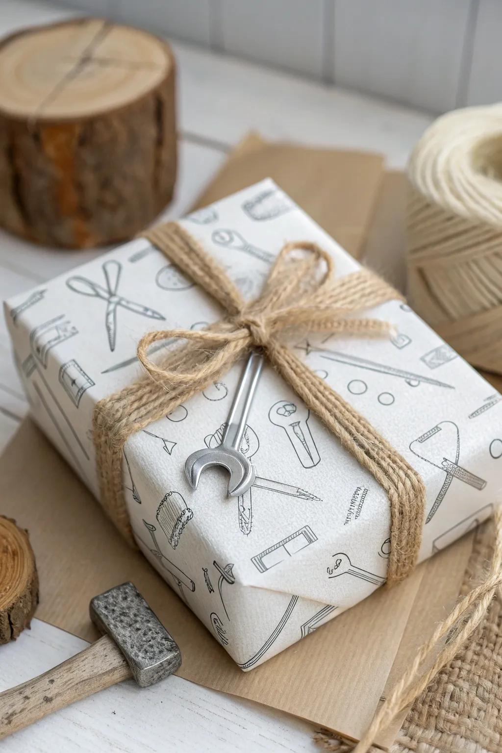 Elevate your gift wrapping with minimalist charm and a touch of craftsmanship for Father's Day.