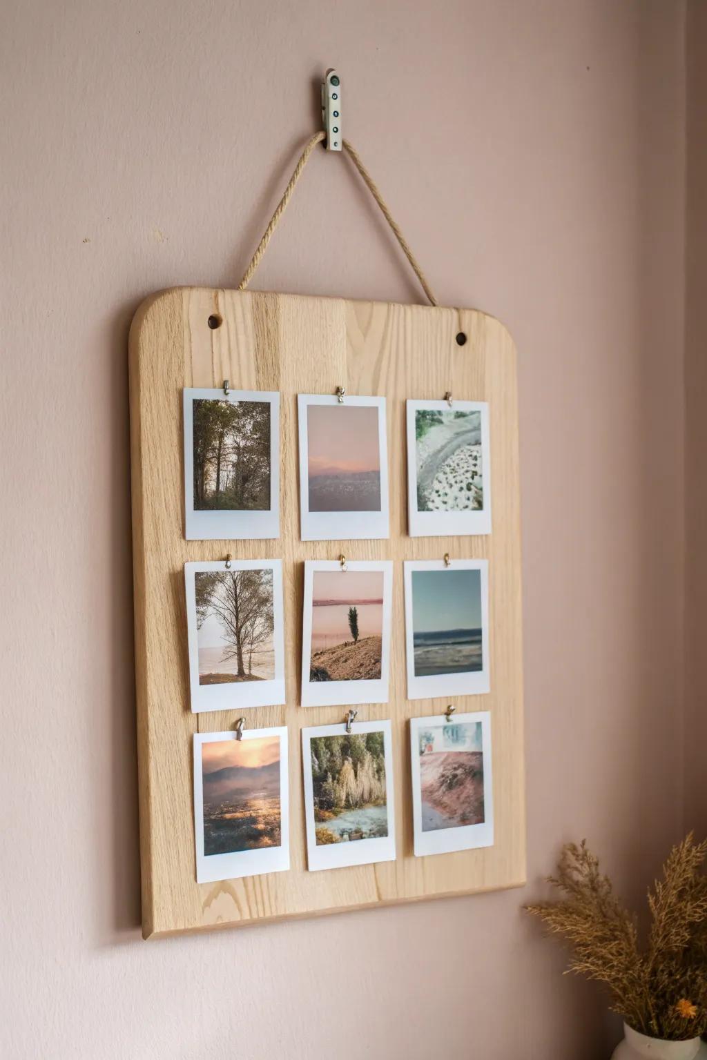 Transform memories into art with a chic clipboard photo collage. 🌿✨