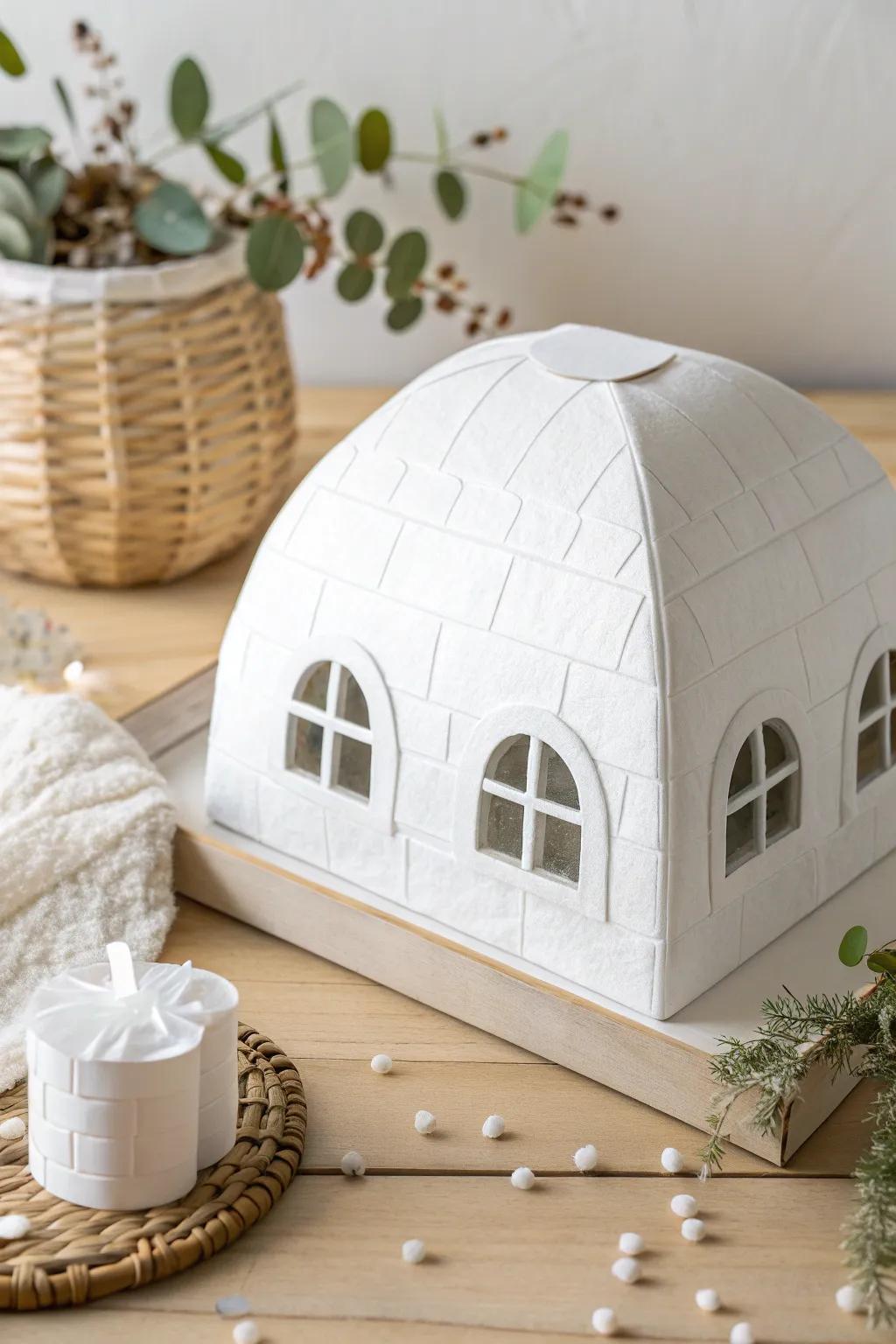 Transform a simple tissue box into a charming igloo with Scandinavian style and boho warmth. ✨❄️ #CraftWithLove #ScandiBoho