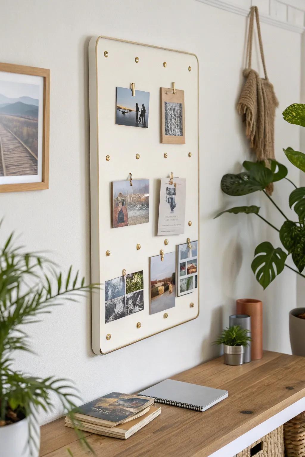 A swap-friendly magnetic wall gallery—refresh photos anytime, no holes, no commitment.