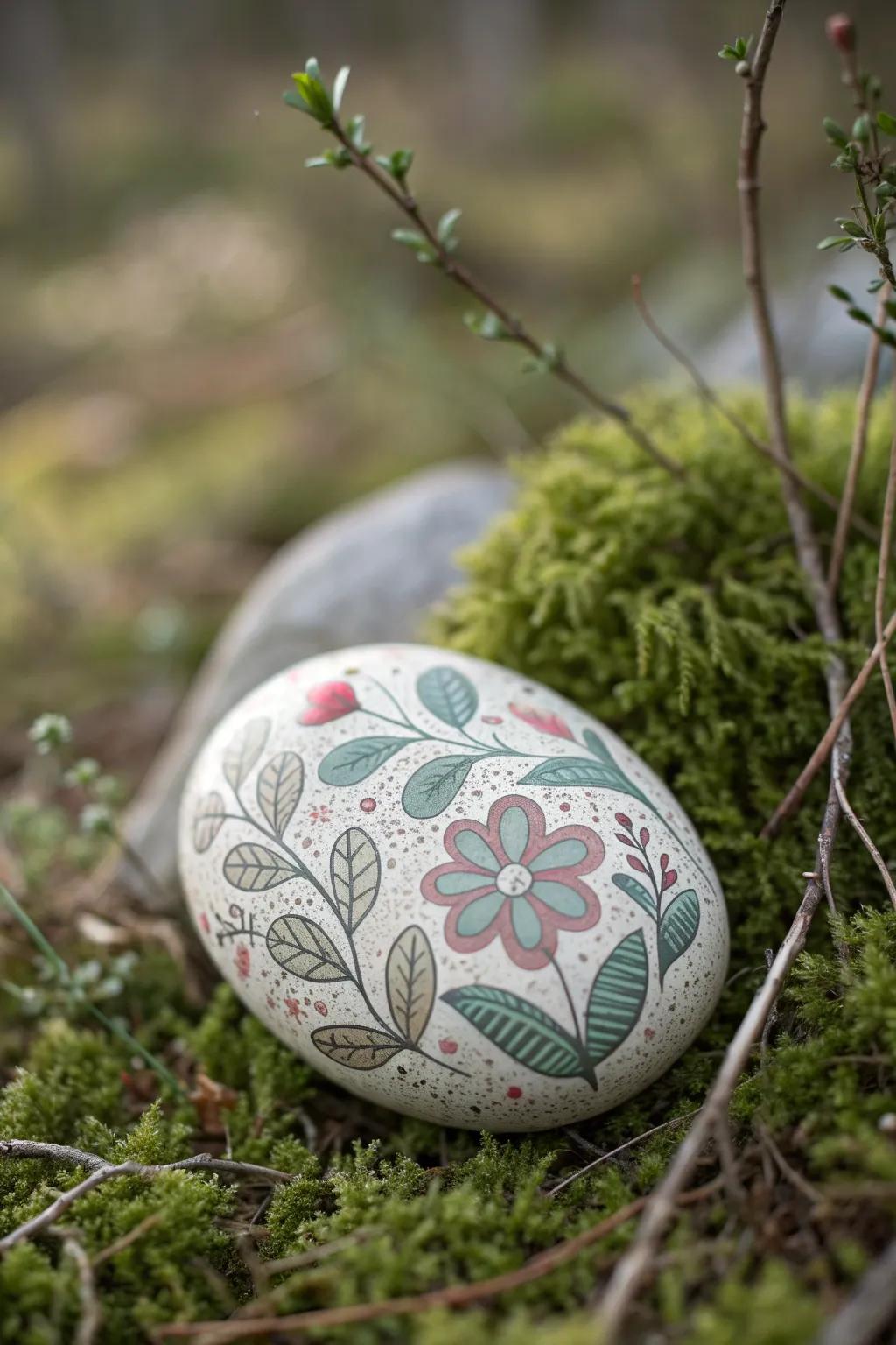 Add a touch of natural elegance to your garden with hand-painted stones.