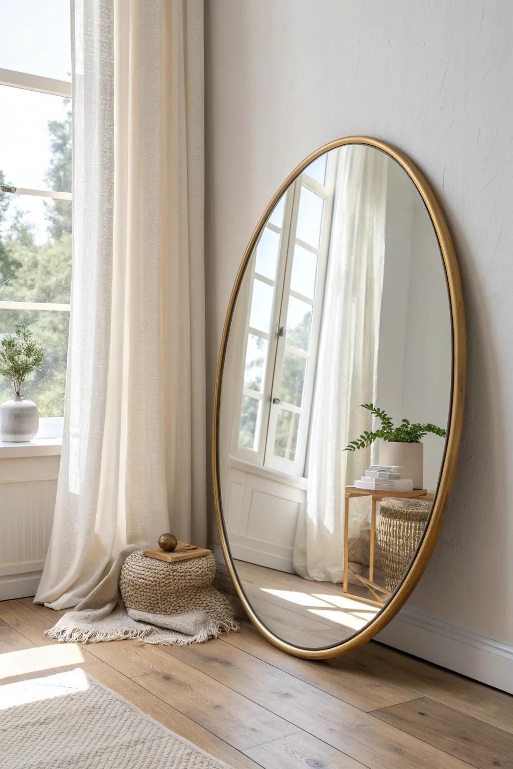 Place a large mirror opposite a window to double daylight and open up a small mobile home.