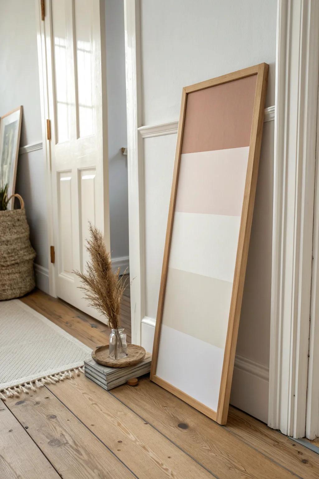 Two-tone walls: keep the top light and the lower half grounded for a balanced narrow hallway.