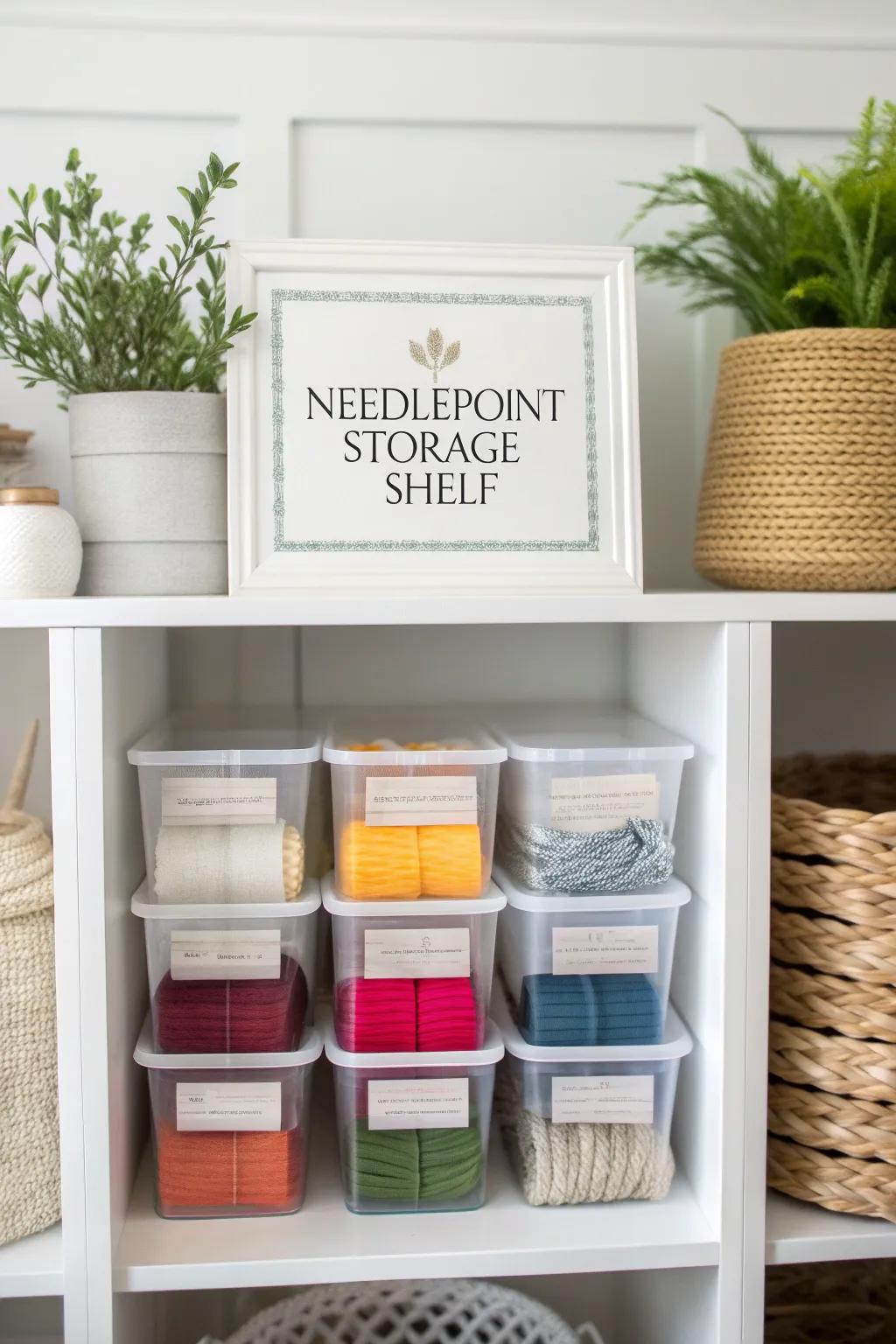 Transform your needlepoint storage with stylish labels for a touch of minimalist elegance.