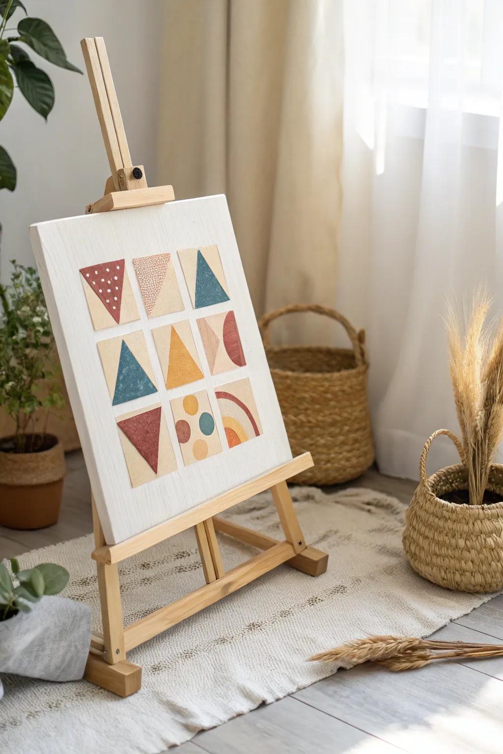 Unleash creativity with geometric shapes: A minimalist art project for little artists.