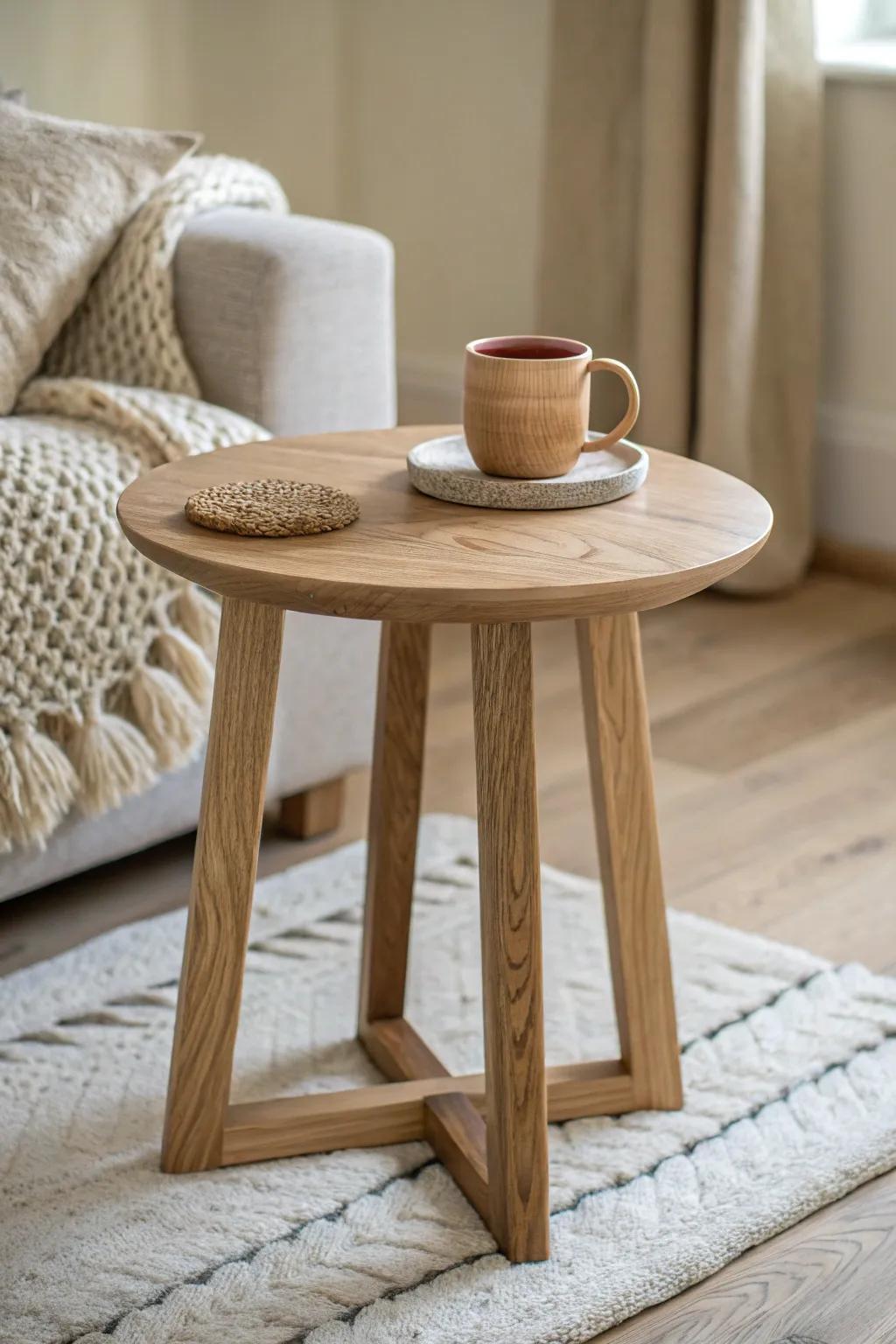 Tiny side table, big comfort—your calm landing spot for tea, books, and cozy rituals.