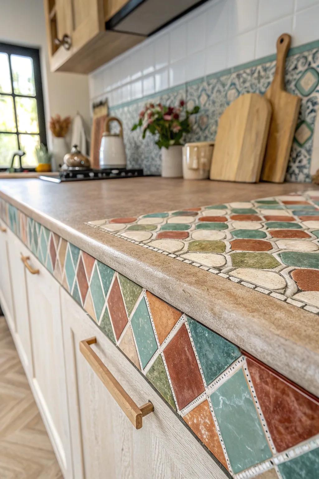 Transform your kitchen into an artful oasis with a splash of color and craftsmanship. #TileTransformation #KitchenInspiration