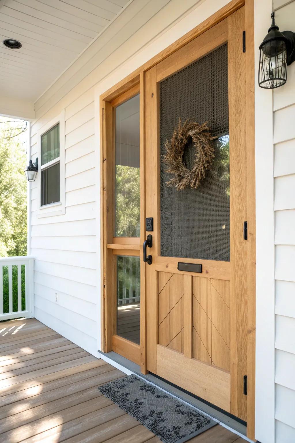 Simple screen-door airlock for a mobile-home porch—double-door entry that keeps bugs out.