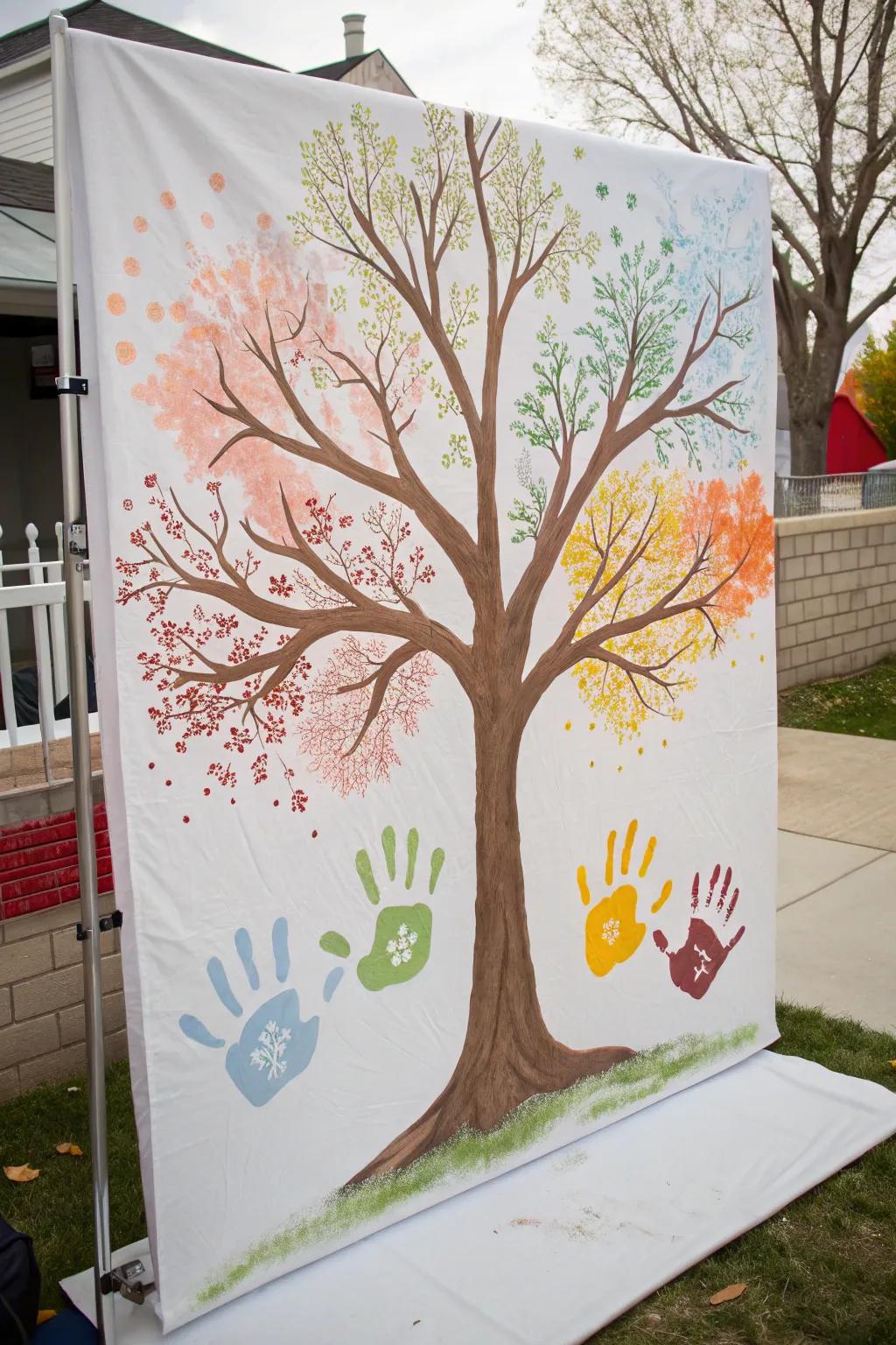 Capture the essence of the seasons with a handprint tree - a beautiful blend of art and nature for little hands.