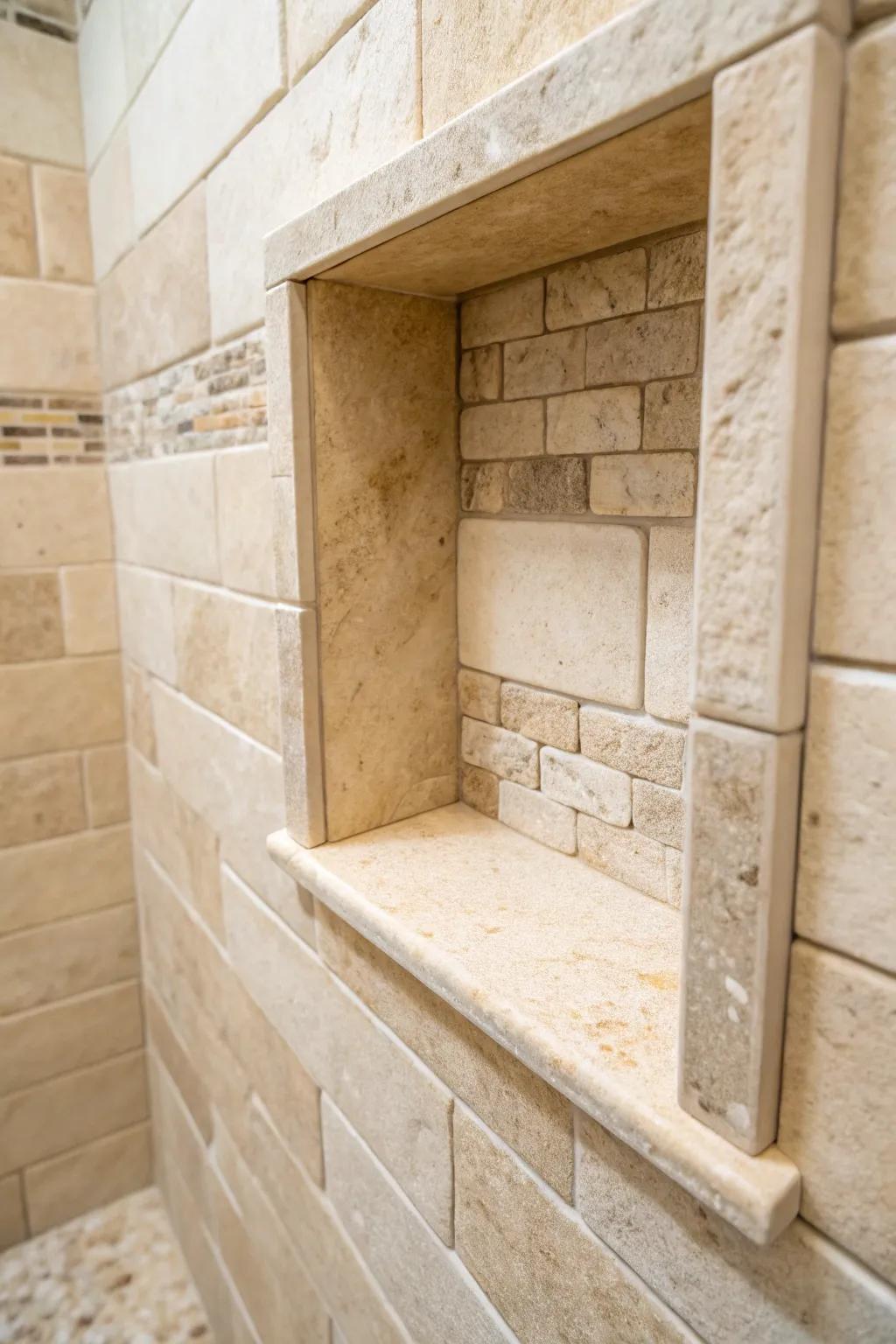 A stone sill that overhangs just enough—instant niche trim and a chic little ledge.