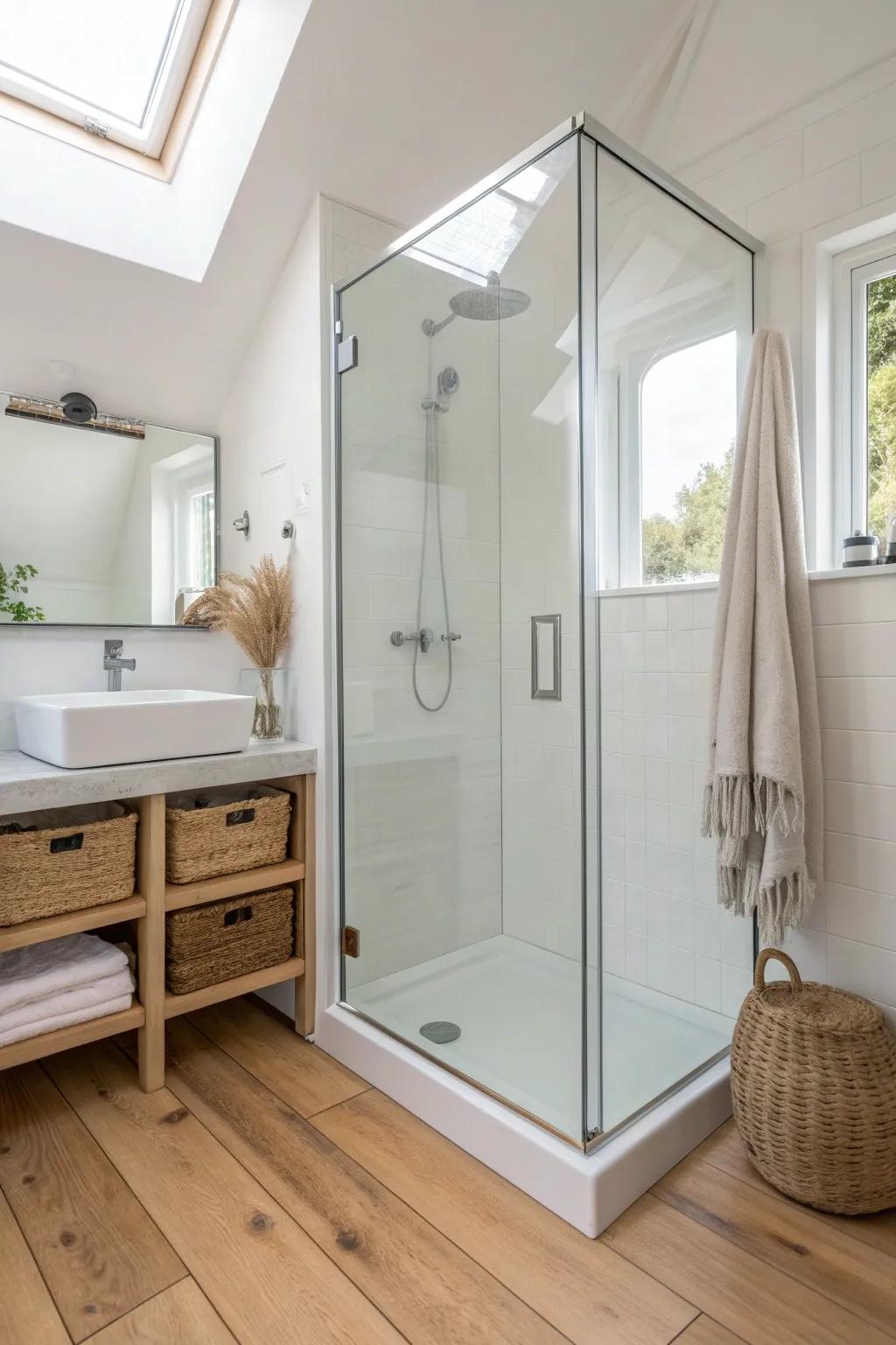 Frameless glass keeps sightlines open, making even the smallest ensuite feel calm and bigger.