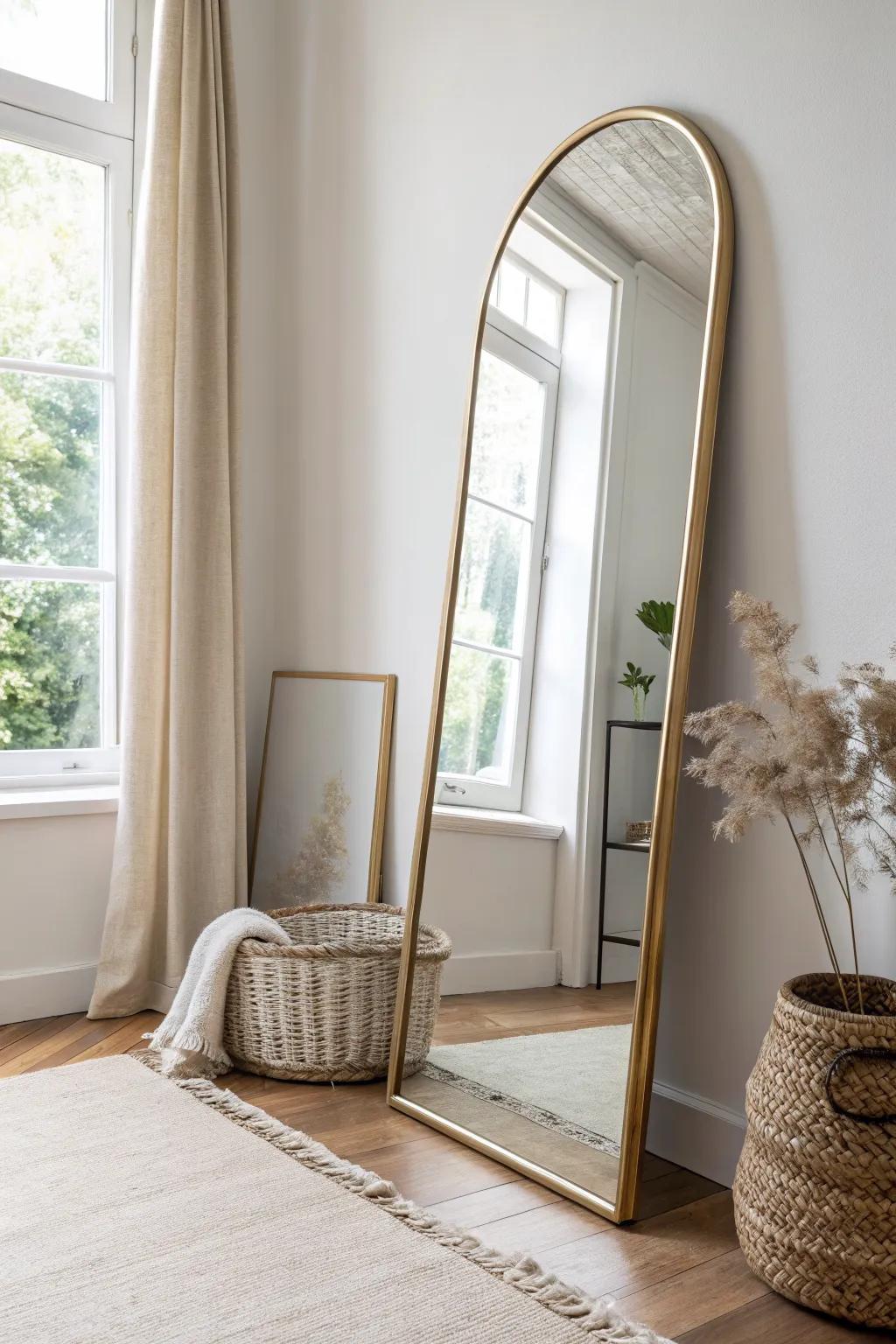 One oversized mirror = instant glam and brighter, bigger-looking small living room.