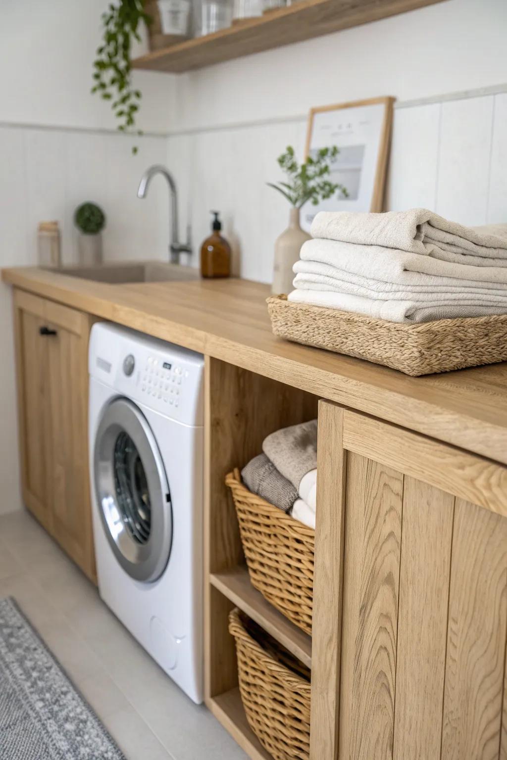 One sleek folding counter adds instant sorting space—and a chic landing zone for groceries.