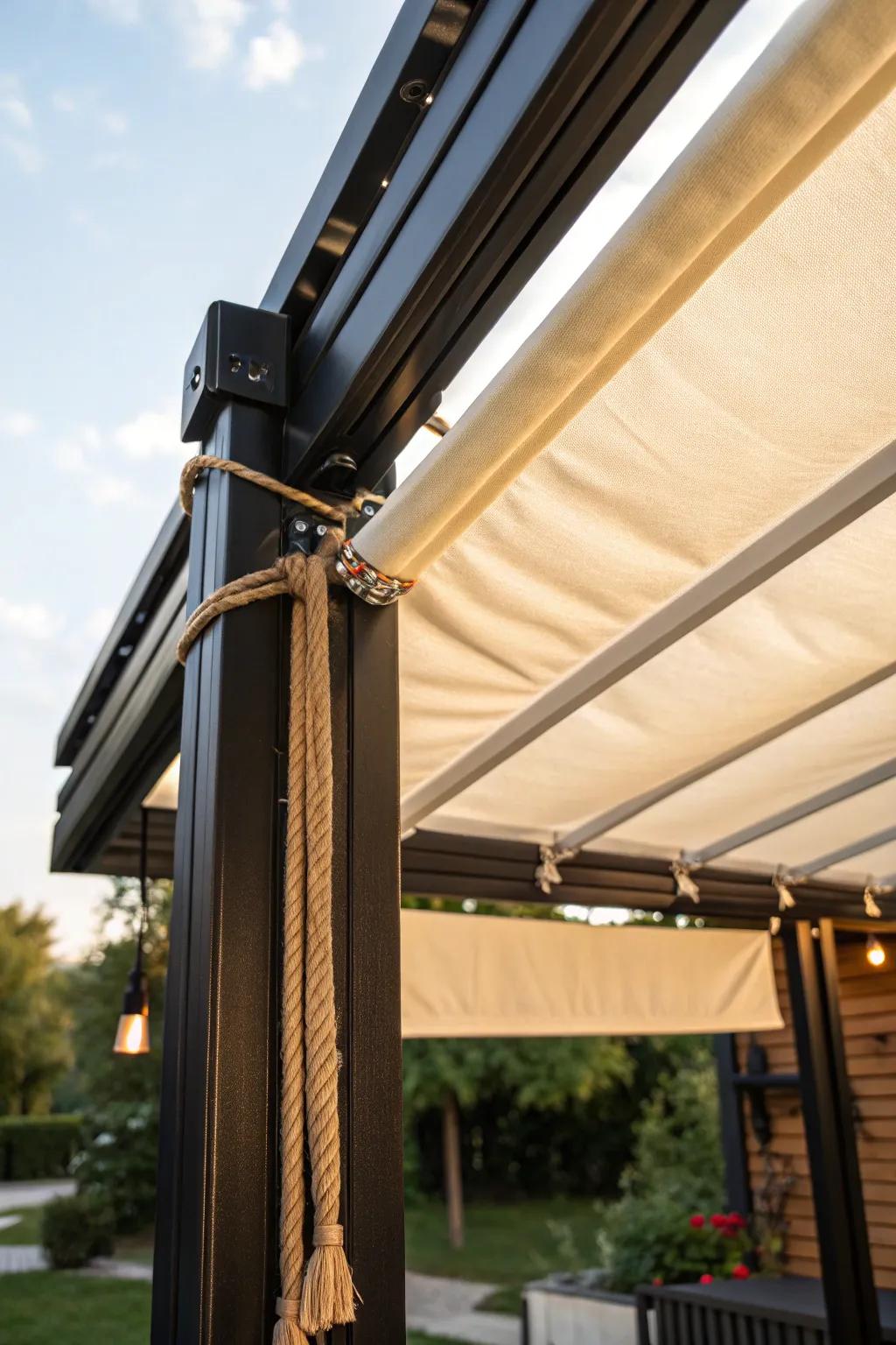 Retractable canopy shade: pull it closed at noon, open it for golden hour on a tiny patio.