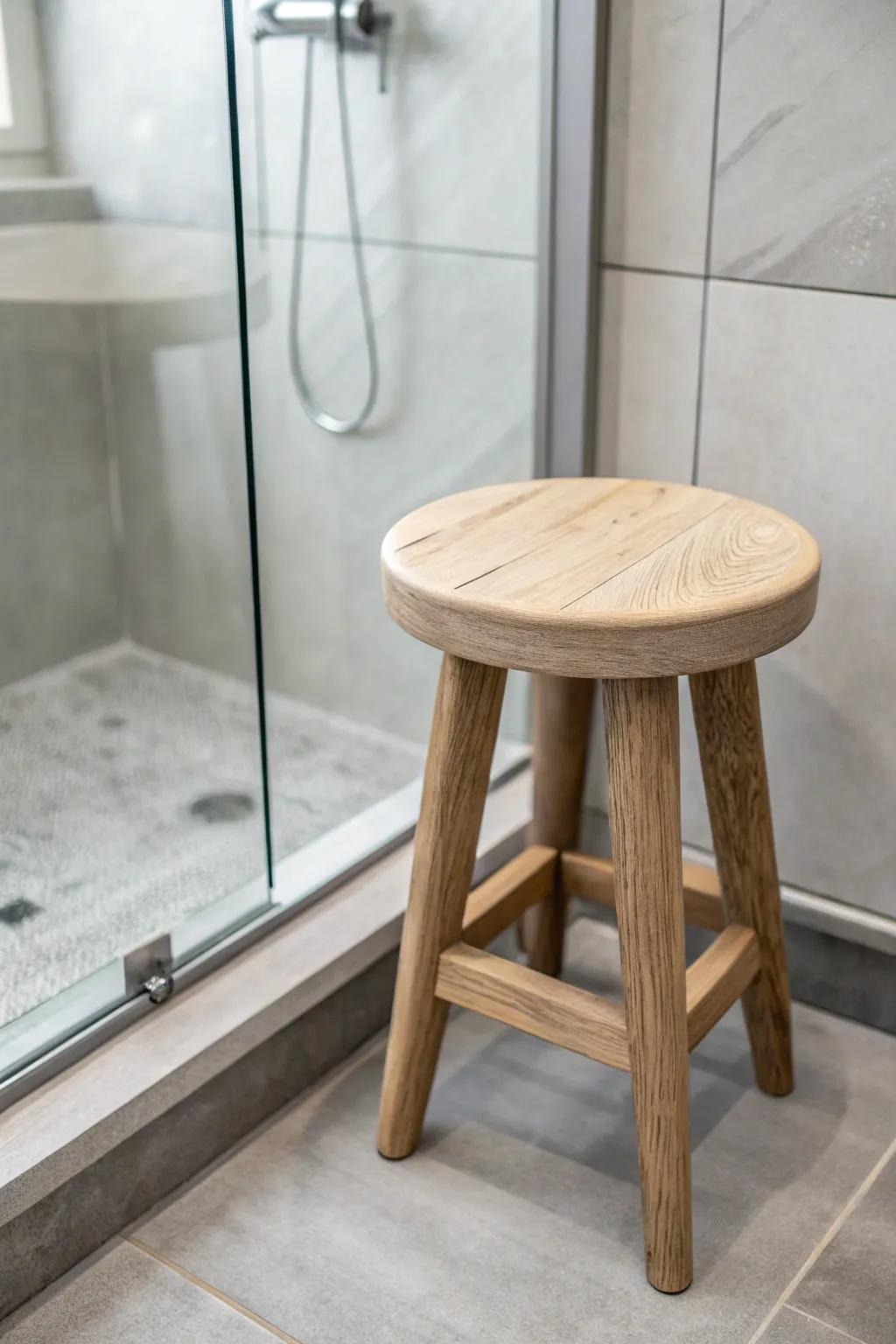 Same tile inside and out creates a seamless shower floor that makes small bathrooms feel bigger.