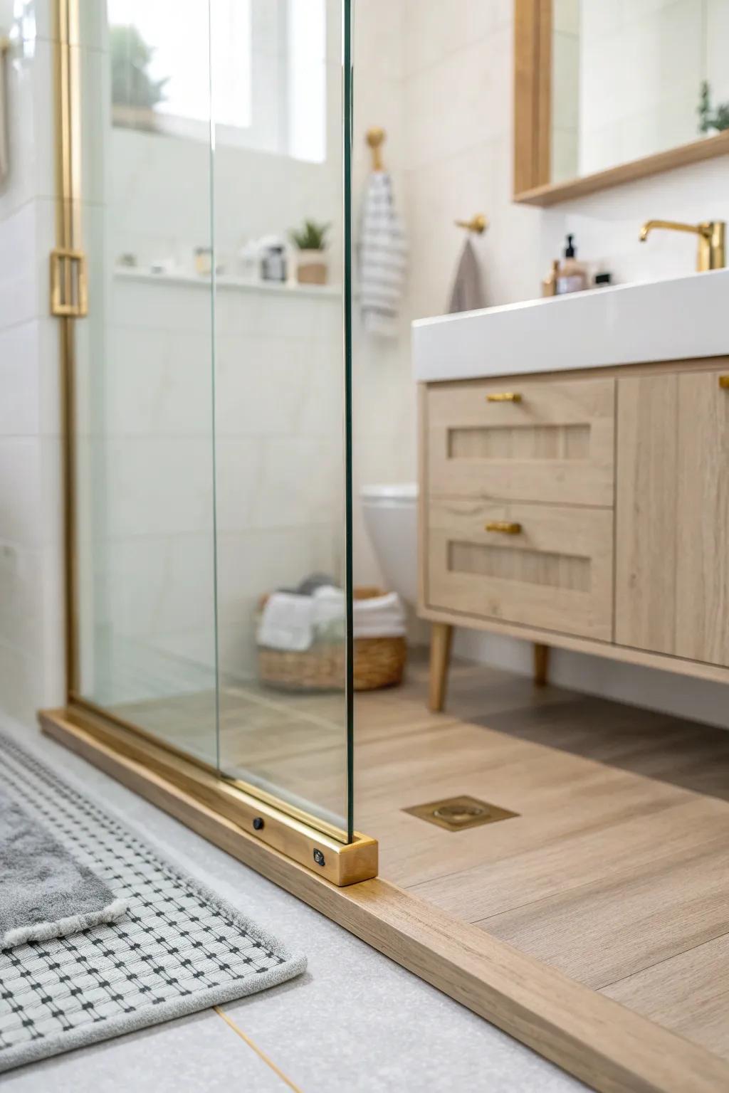 A low-threshold walk-in shower screen that makes a tiny bathroom feel instantly larger.
