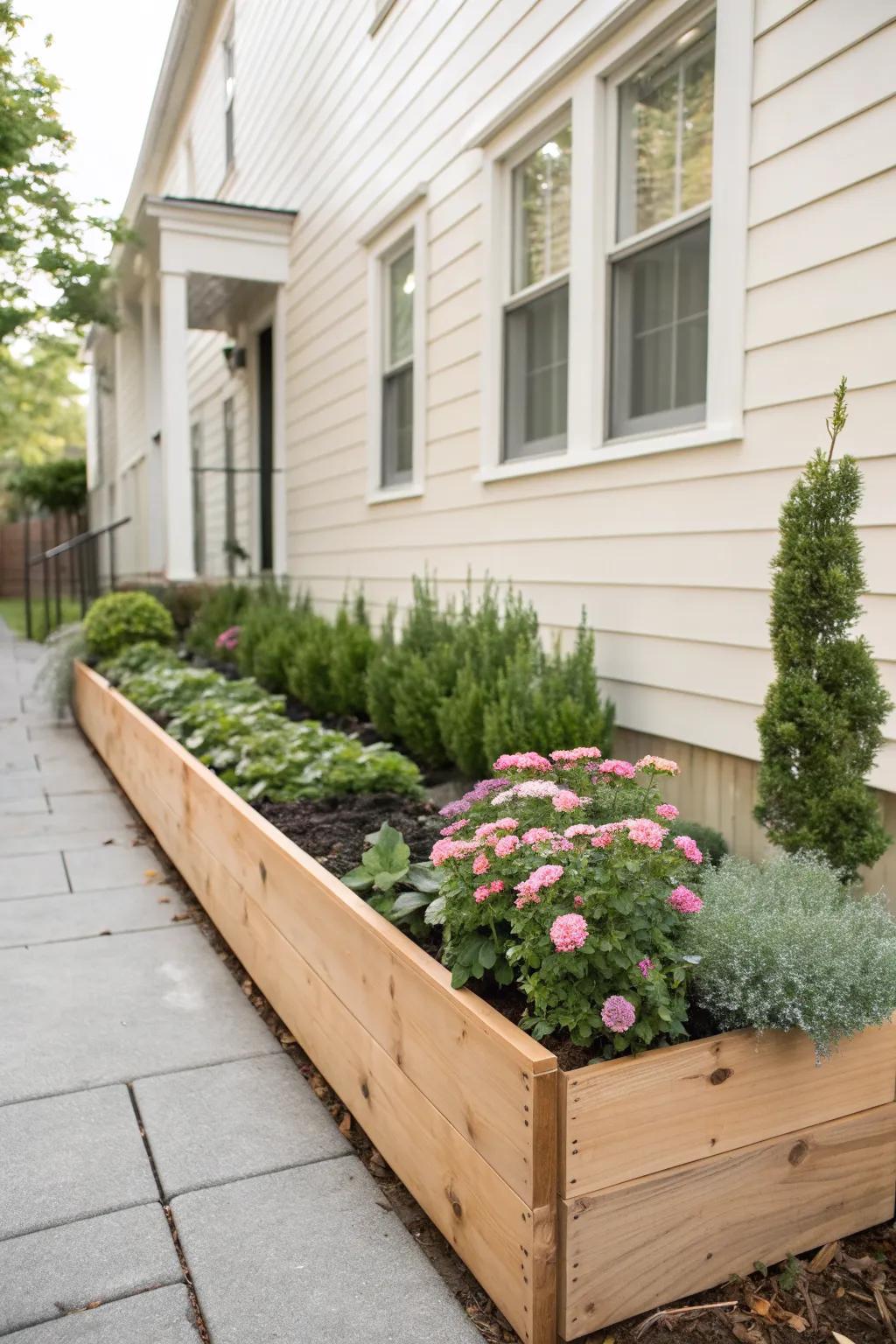 Layered planting turns a 12-inch townhouse bed into a lush, depth-filled front welcome.