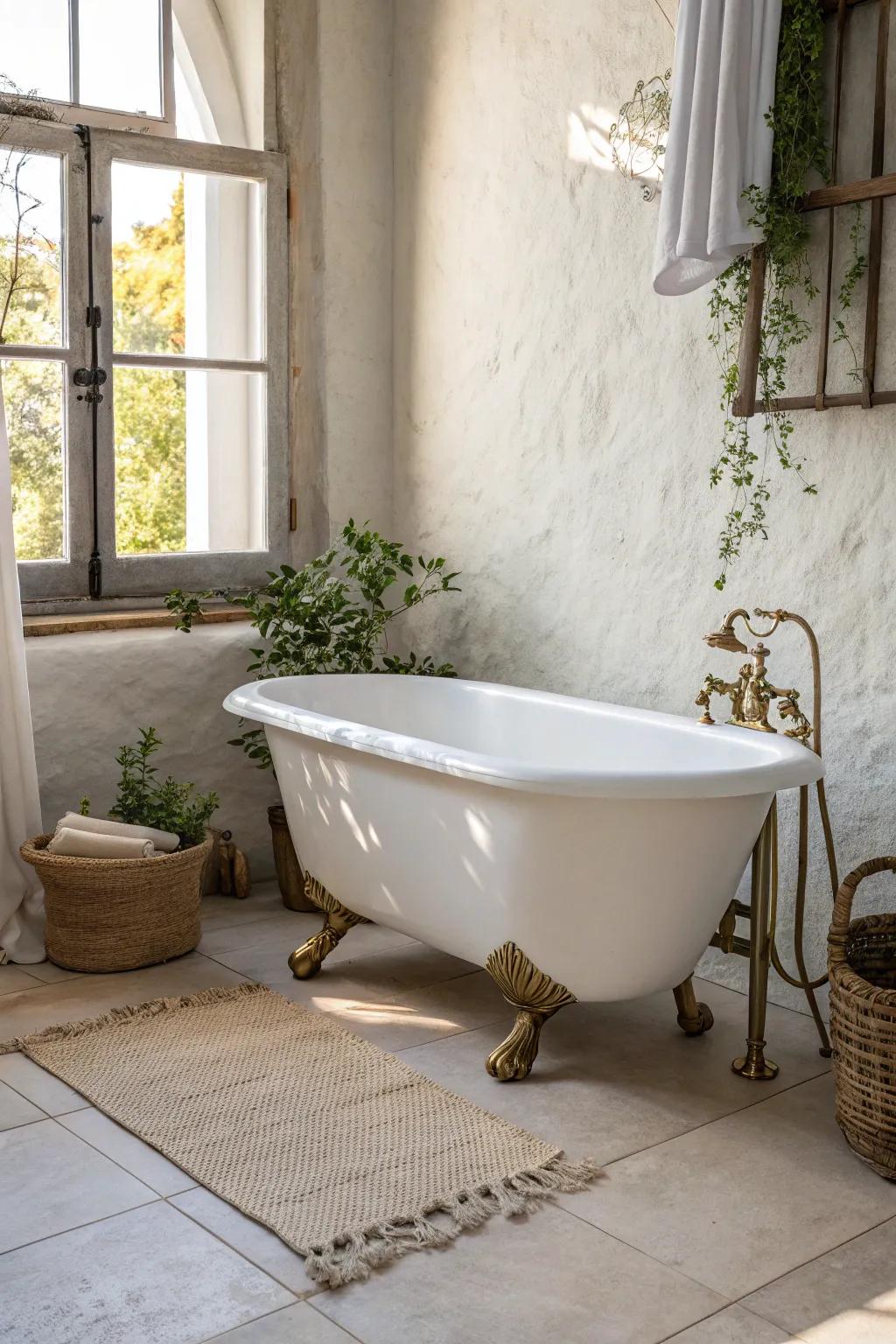 Petite freestanding tub = instant luxury, even in a small traditional bathroom.