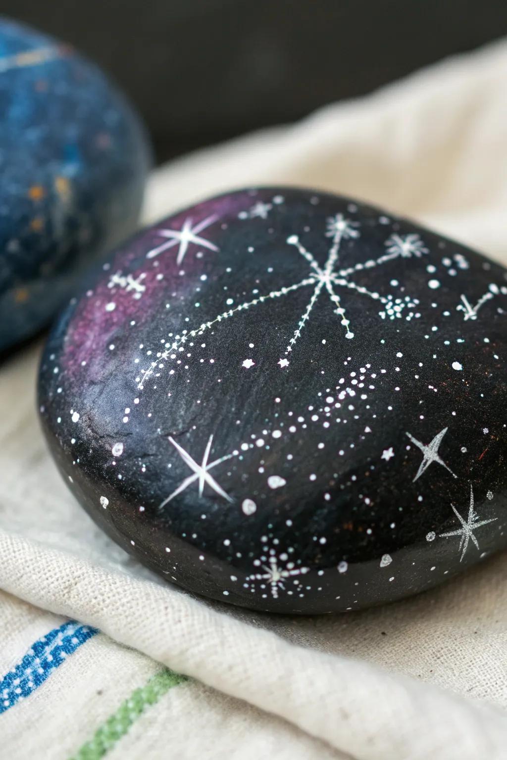 Transform a simple stone into a piece of the universe; capture the cosmos in your hand.