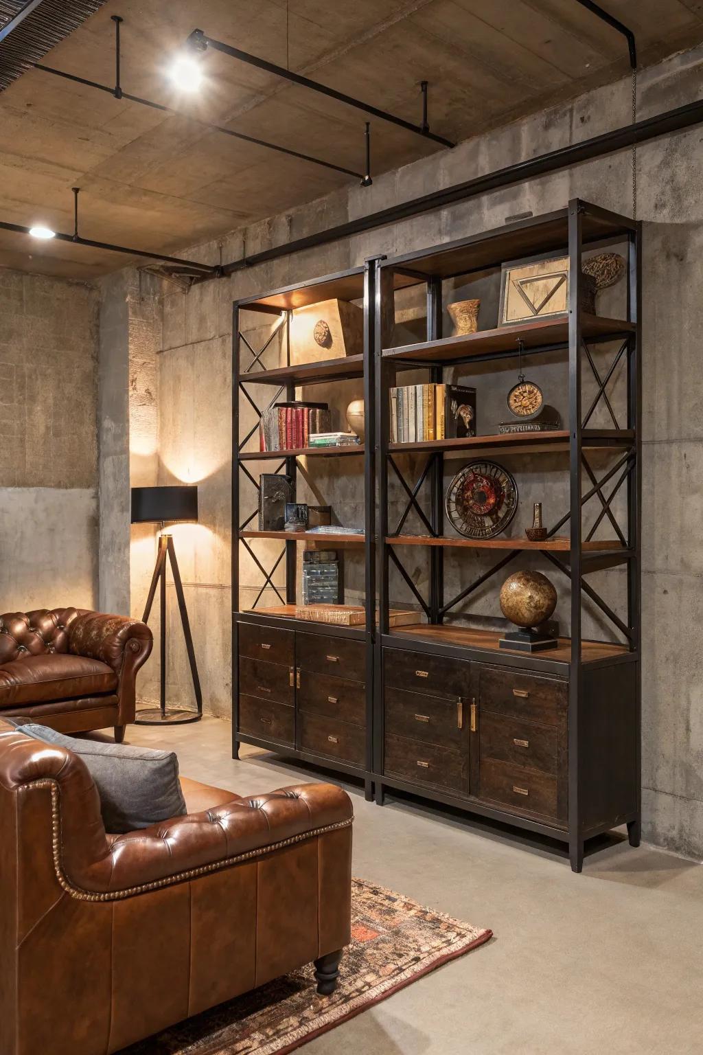 Elevate your unfinished basement with chic furniture dividers. Transform spaces effortlessly!