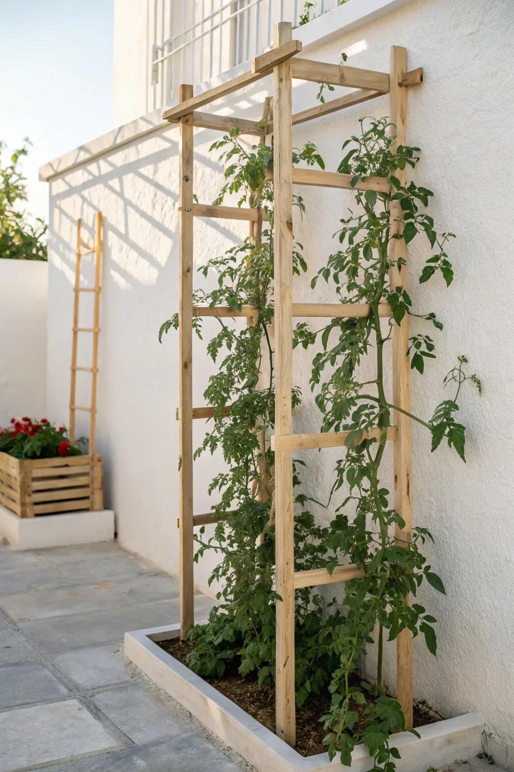 Simple wooden trellis + climbing vines: an instant lush canopy for the smallest terrace.