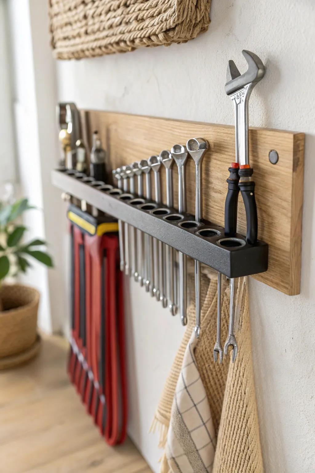 A magnetic strip keeps your go-to metal tools visible, tidy, and ready in seconds.