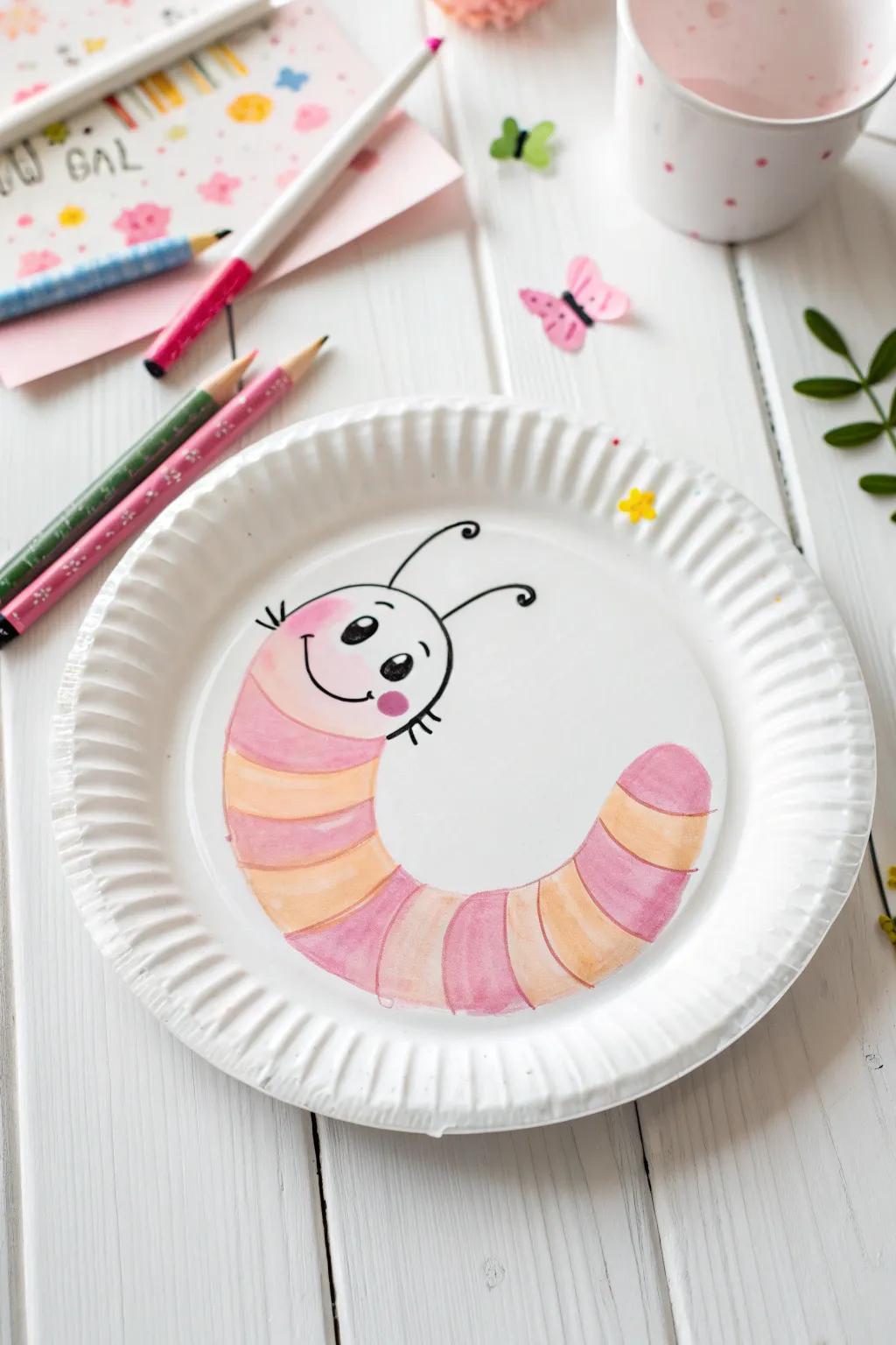 Craft a smile with these whimsical paper plate worms!