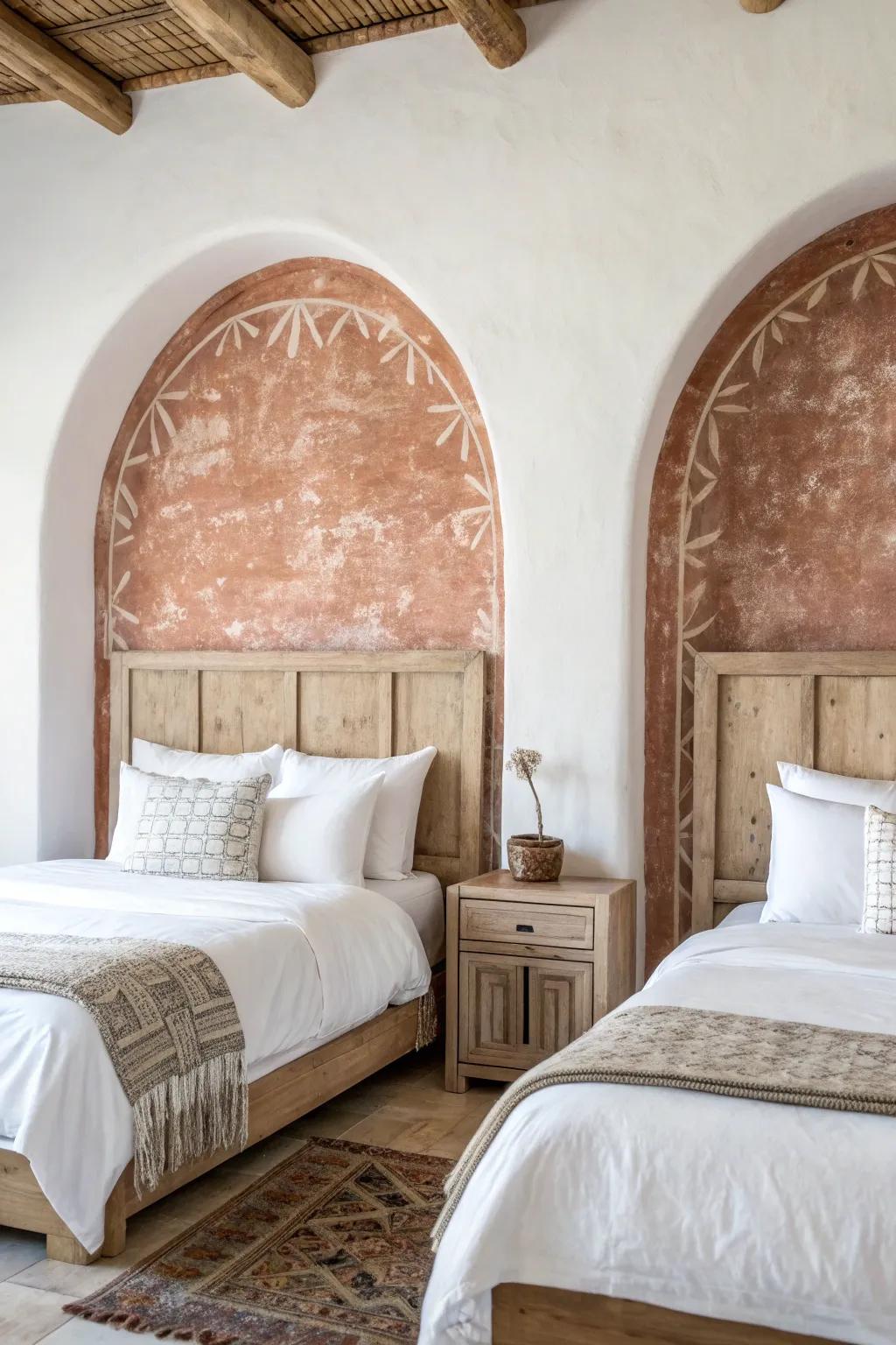 One accent wall unites two full beds—calmer, deeper, and instantly more intentional.