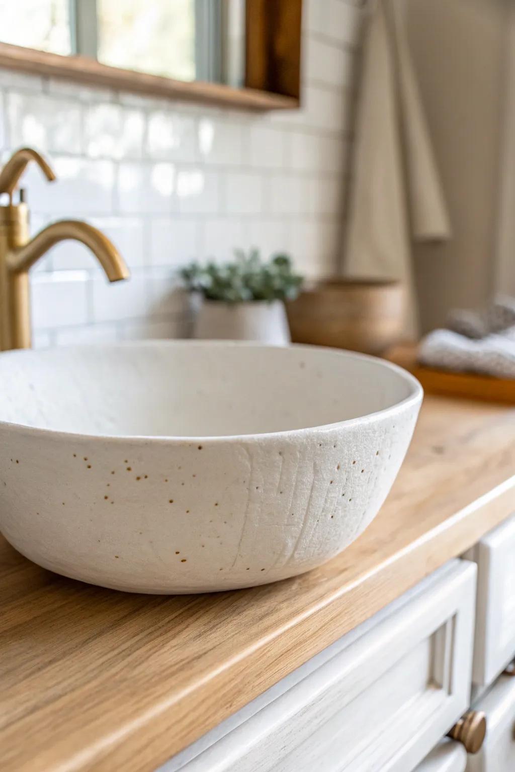 Light neutrals and handcrafted textures keep a tiny ADU bathroom airy, calm, and open.