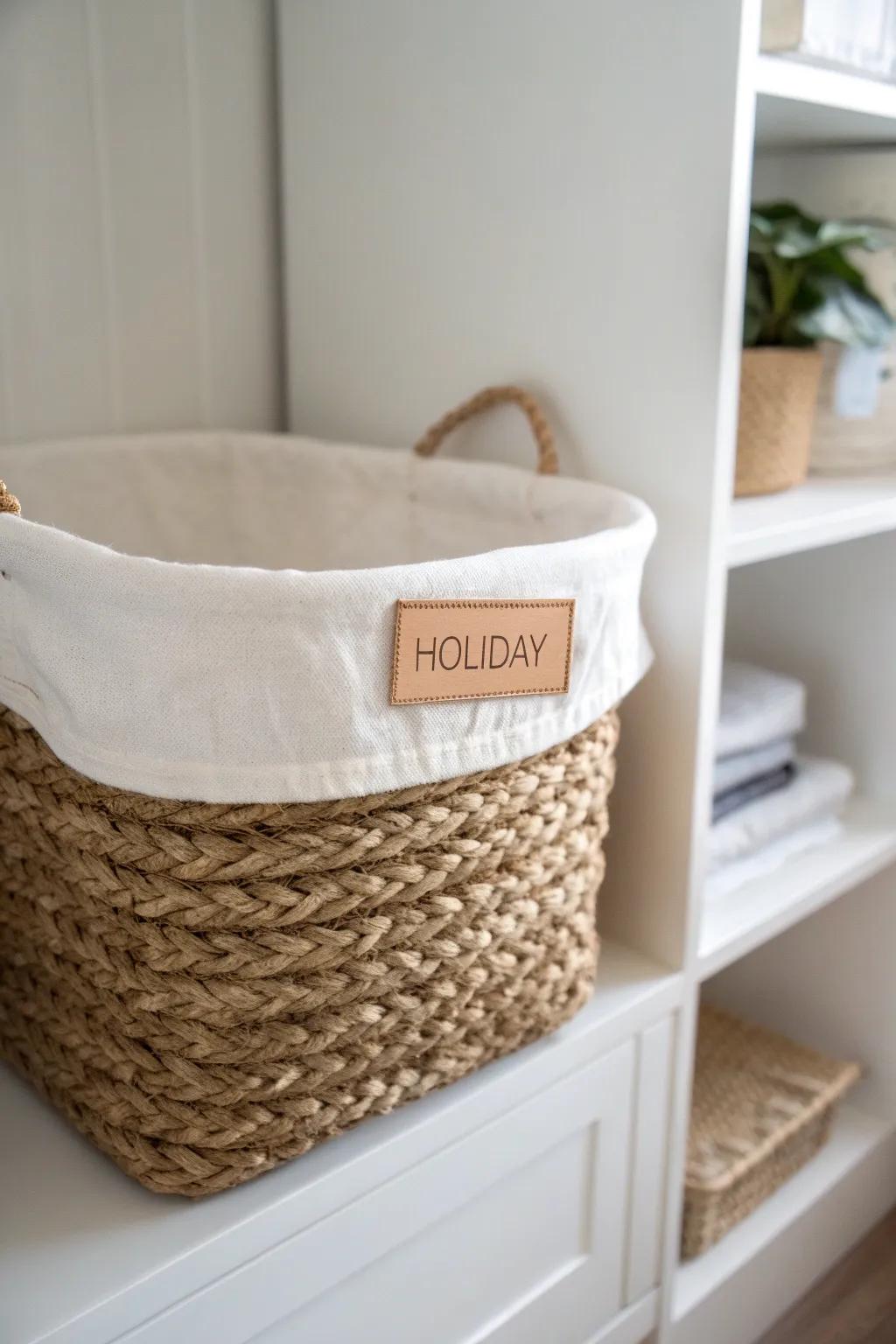 Create calm “zones” with one labeled basket per category—no more shuffling mixed items.