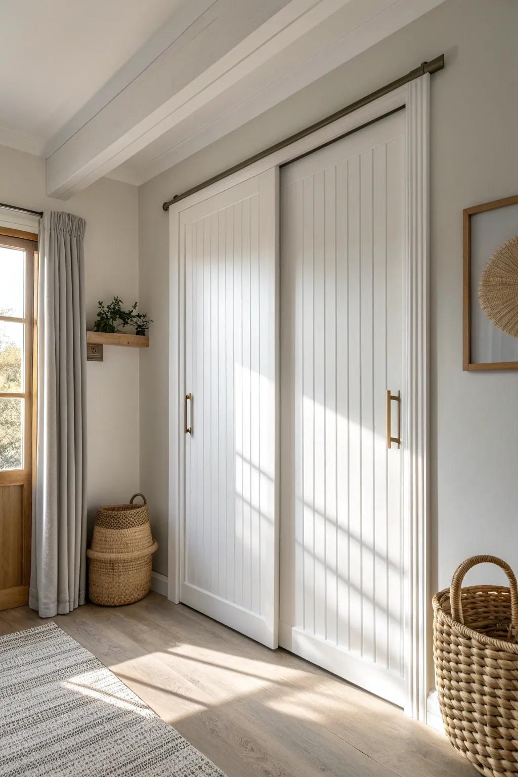 Swap bifolds for smooth bypass sliders—clean lines, easy glide, and calmer mornings.