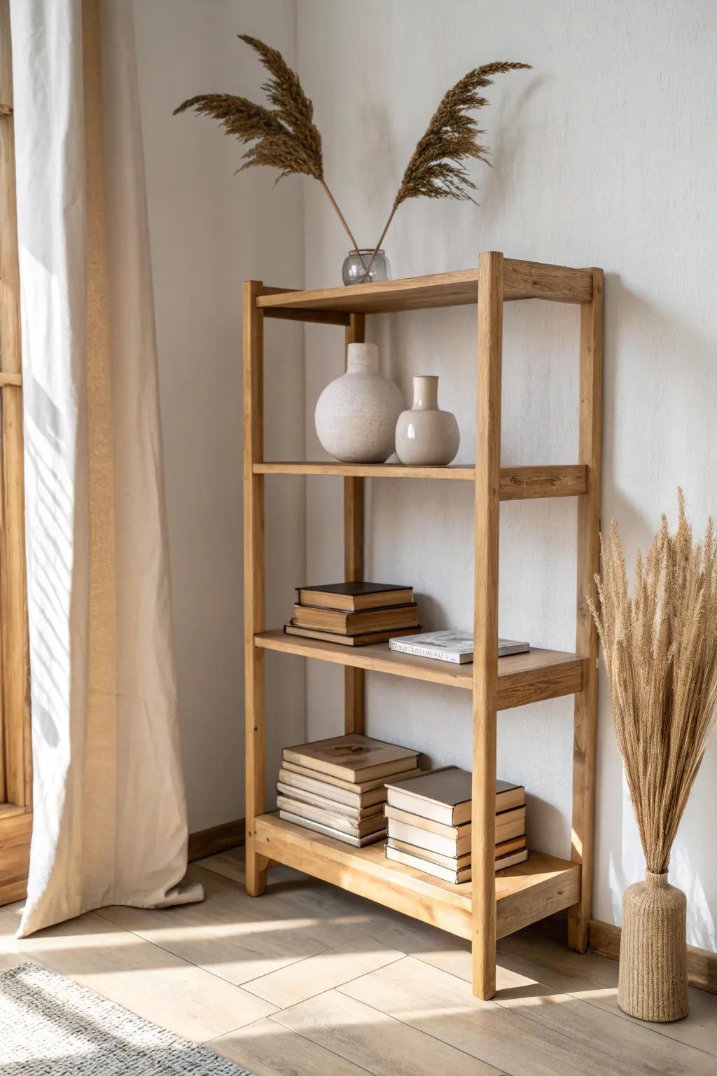 Stop when it looks full—leave intentional breathing room for a calmer, prettier shelf.