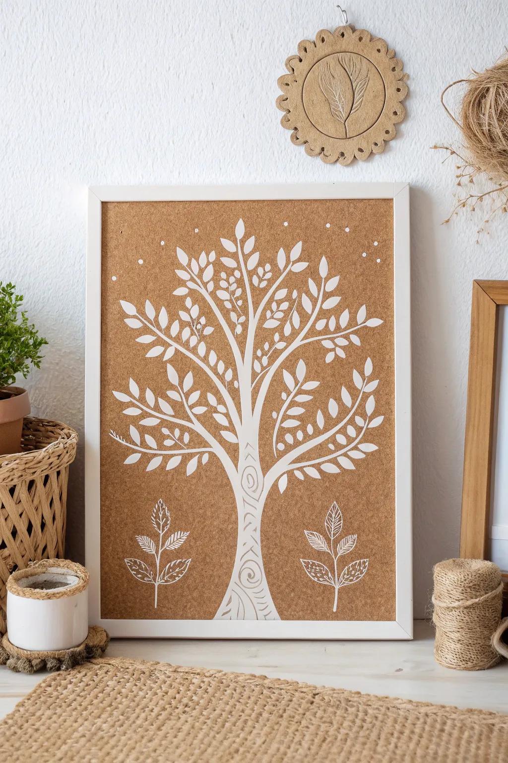 Bring the outdoors inside with a nature-inspired cork board design. 🌿 #ScandinavianBoho #NatureLovers #MinimalistArt