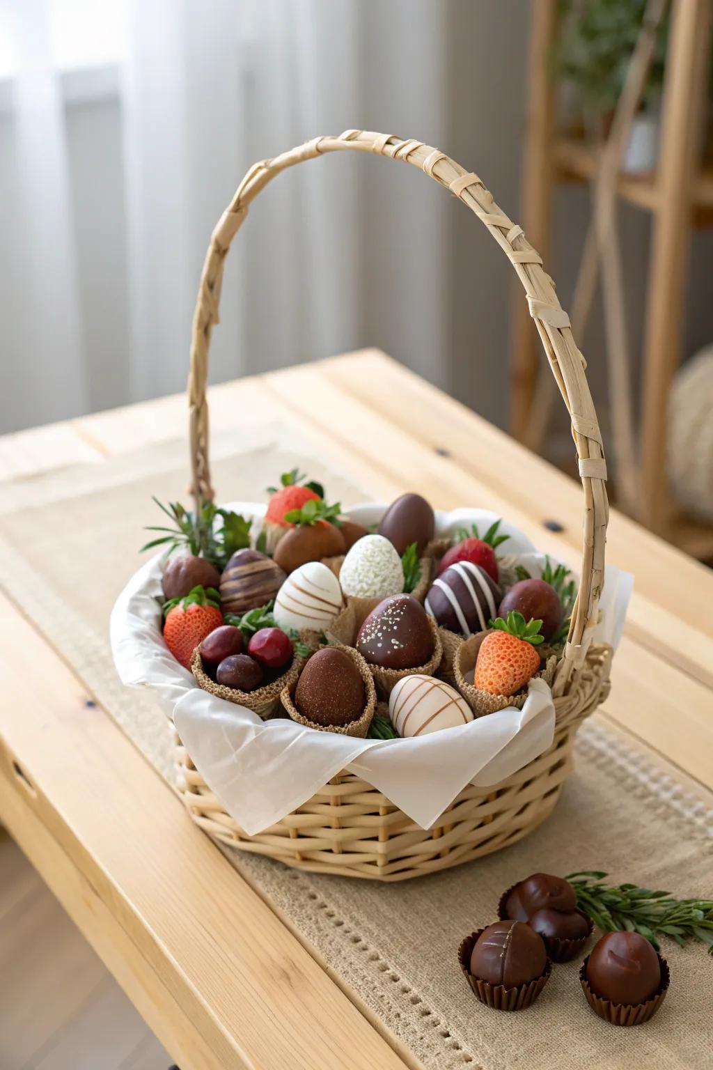 Elevate Easter with a basket of gourmet delights, where luxury meets simplicity.