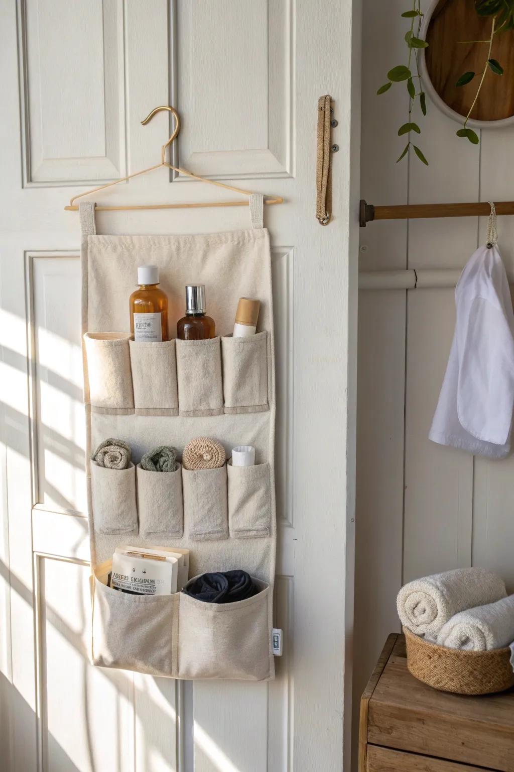 Make closet doors earn their keep: a chic over-the-door organizer for baby’s tiny essentials.