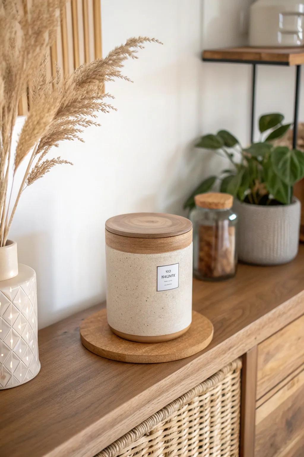 Match shelf and counter tones for a built-in coffee bar that feels calm, cohesive, and luxe.