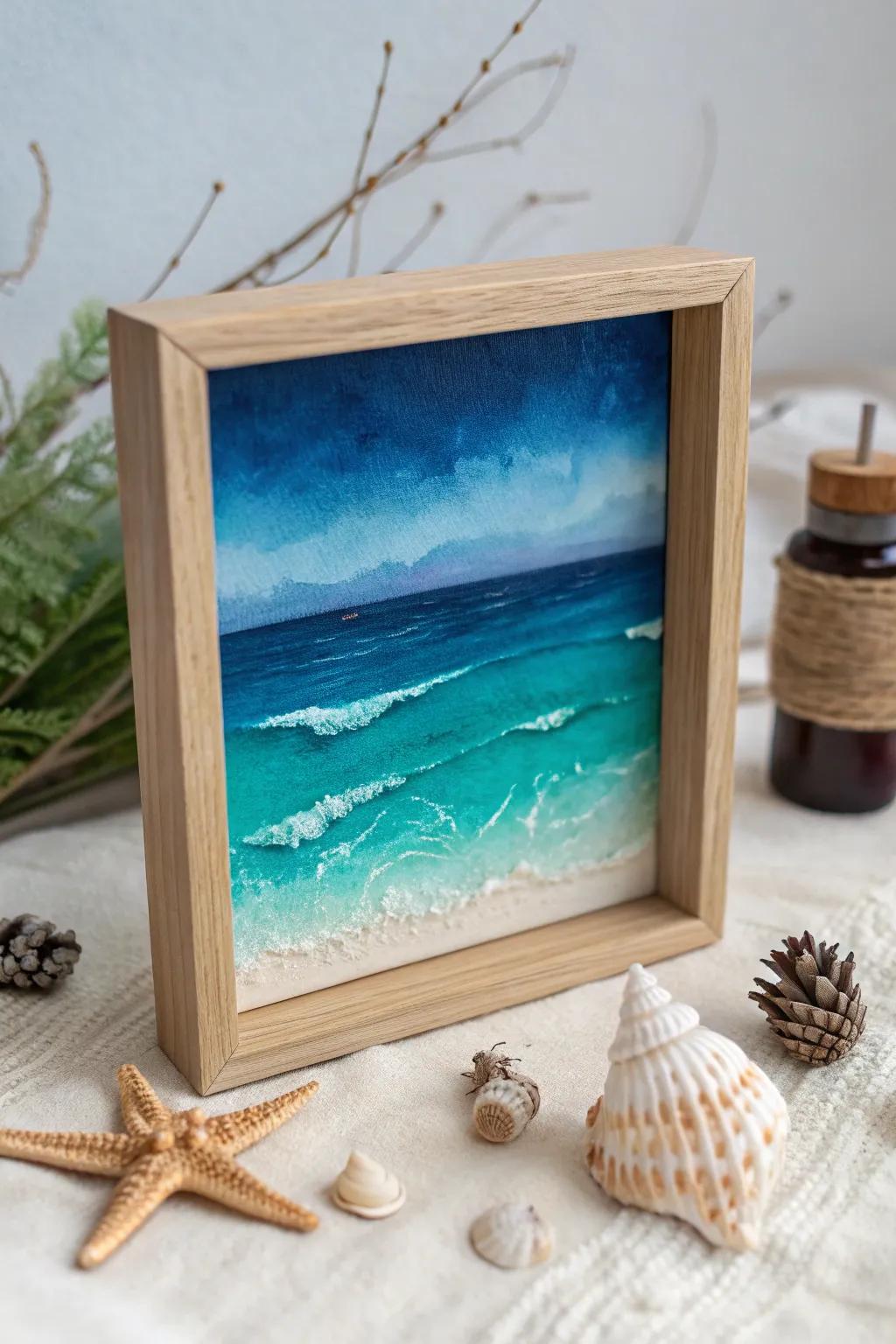 Dive into tranquility with this handcrafted ocean diorama, where simplicity meets natural beauty.