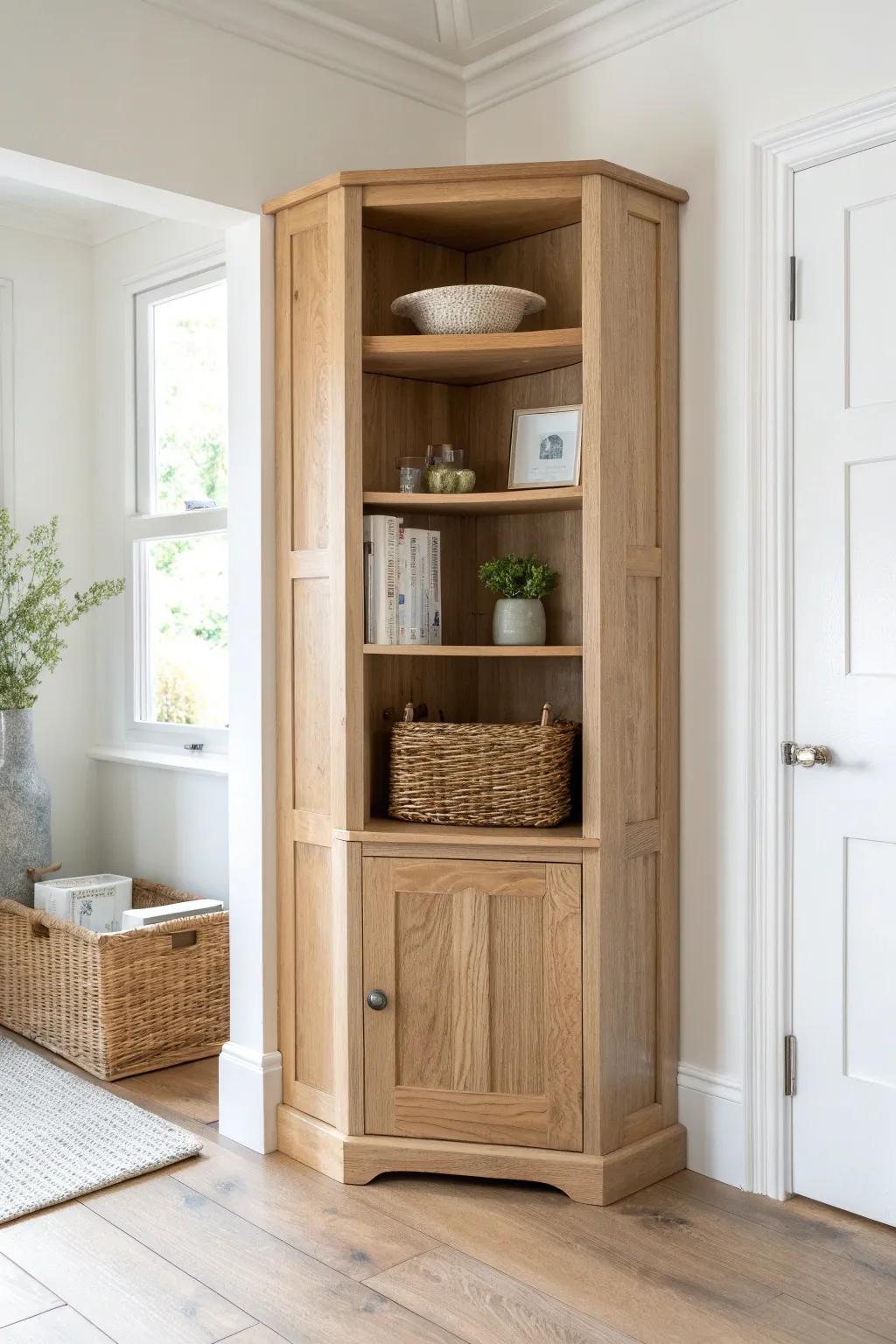 A slim corner hutch that turns keys and mail into a calm, beautiful drop-zone.