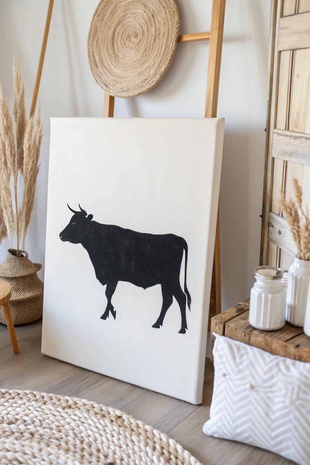 Elegance in Simplicity: Monochrome Cow Silhouette Art