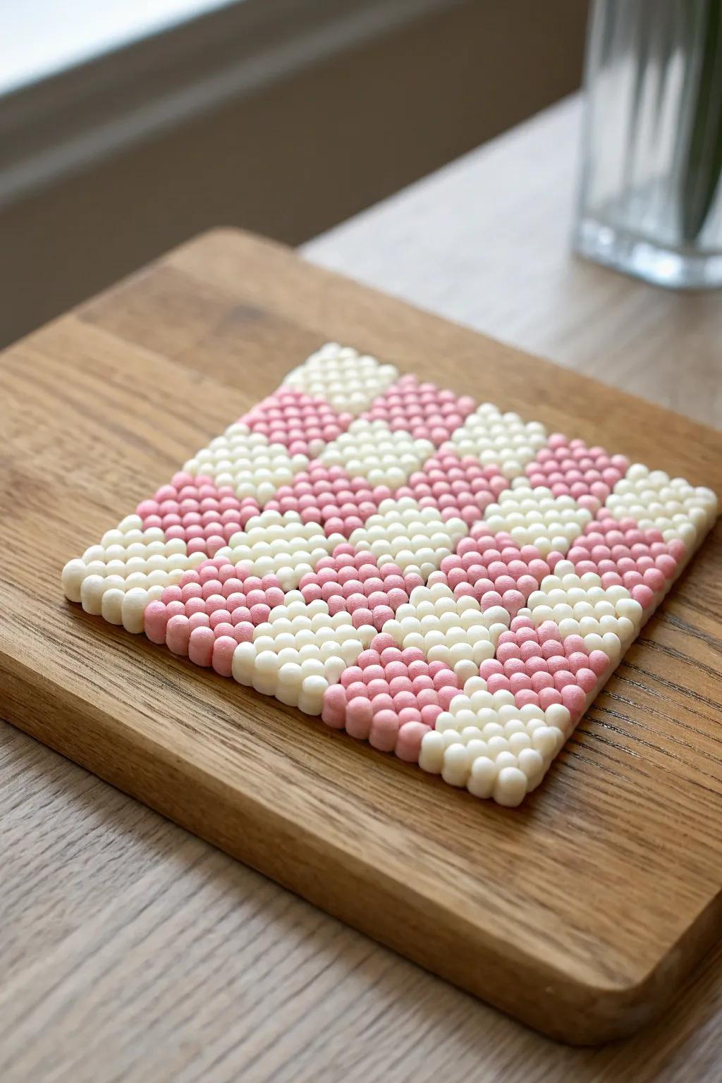 Retro Charm: Timeless checkerboard coasters for your minimalist haven.