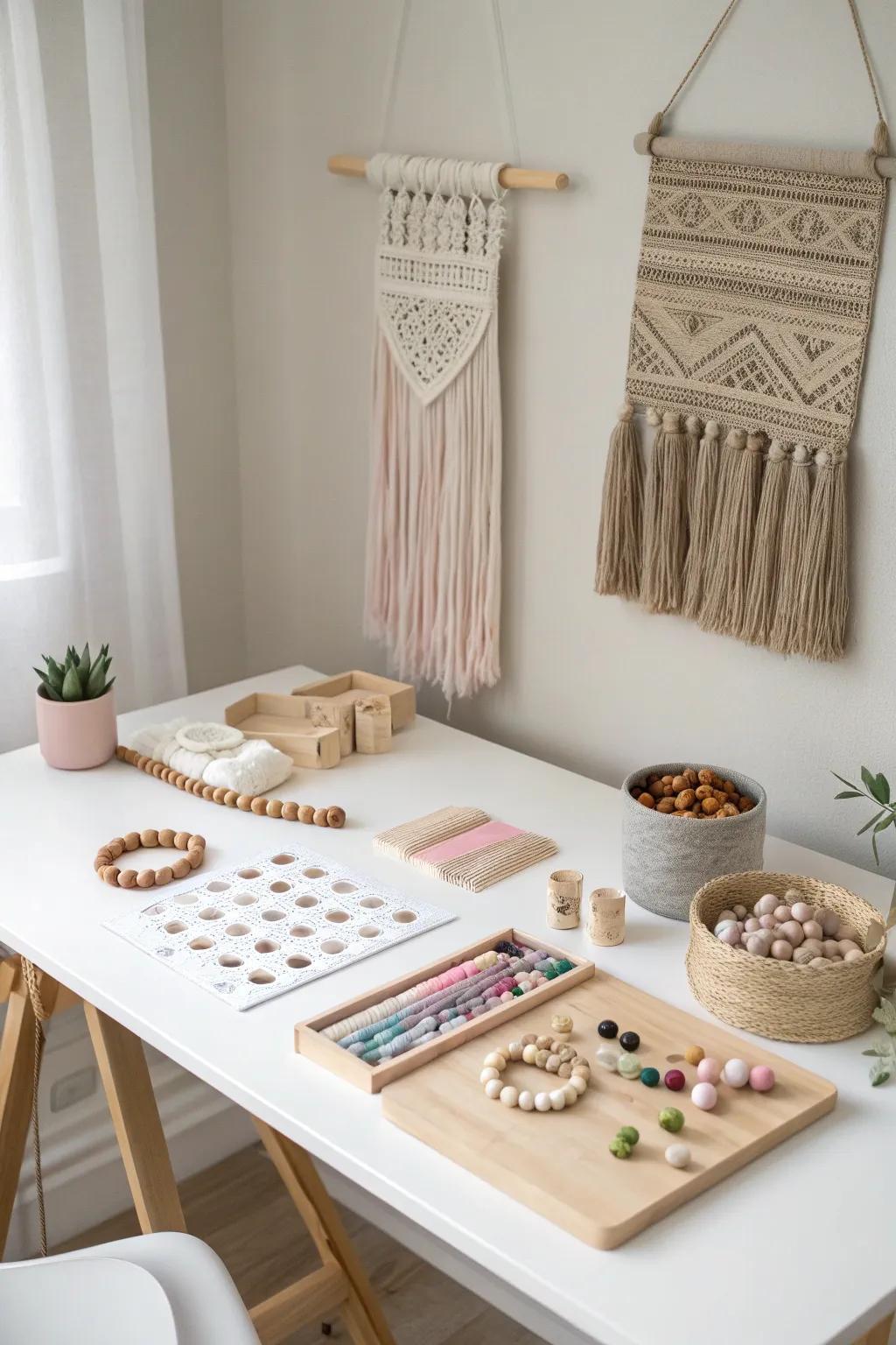 Create your own keepsakes at this charming DIY craft station, where simplicity meets creativity.