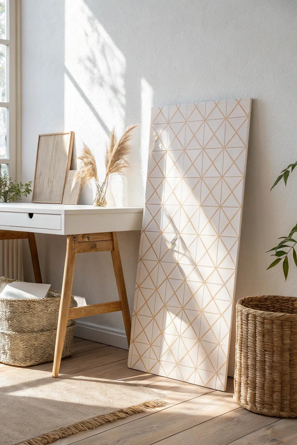 A peel-and-stick accent wall panel adds instant dorm style—big impact, zero commitment.