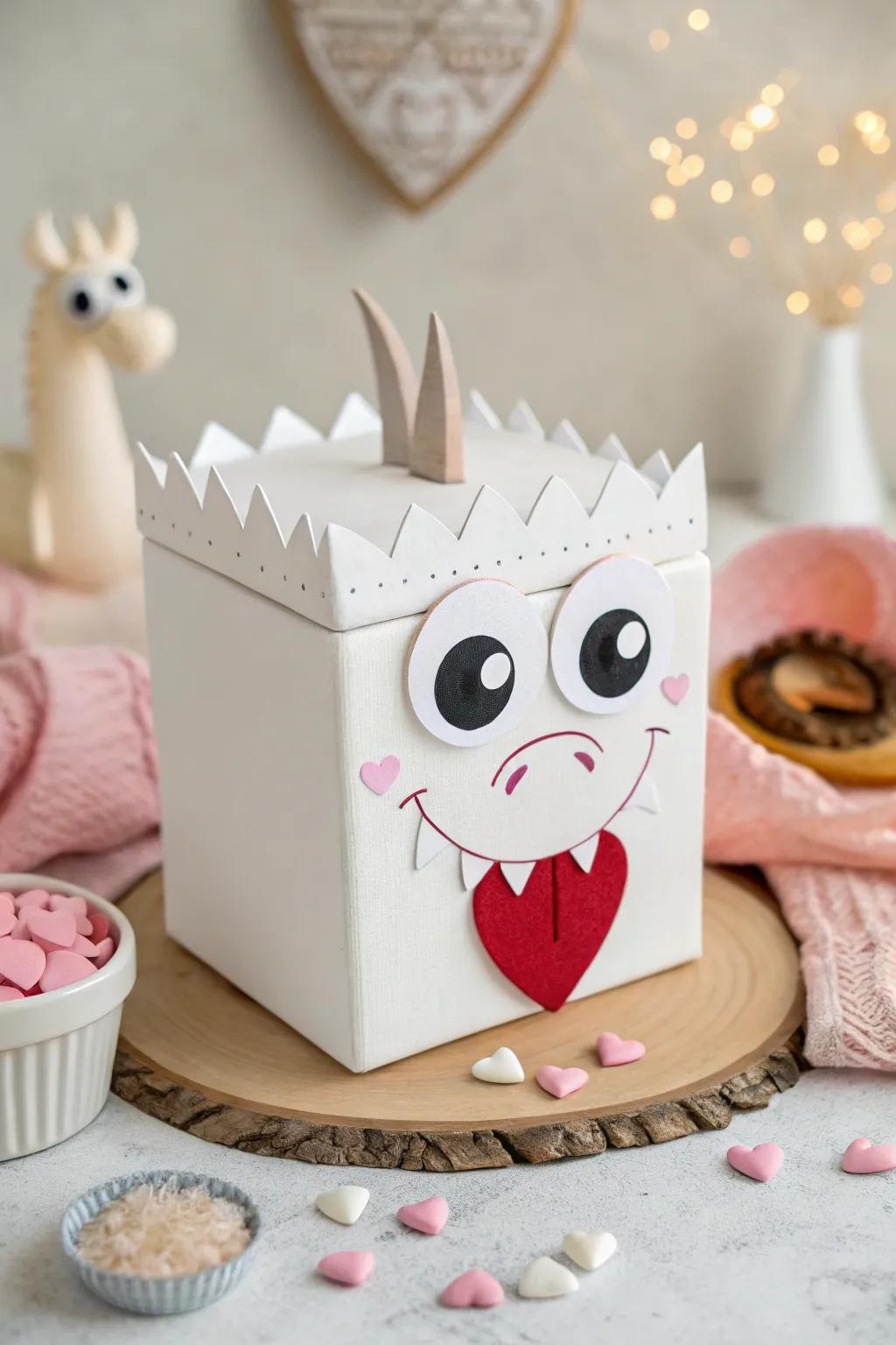 Bring your dragon to life with 3D eyes and a playful tongue for a charming Valentine's box!