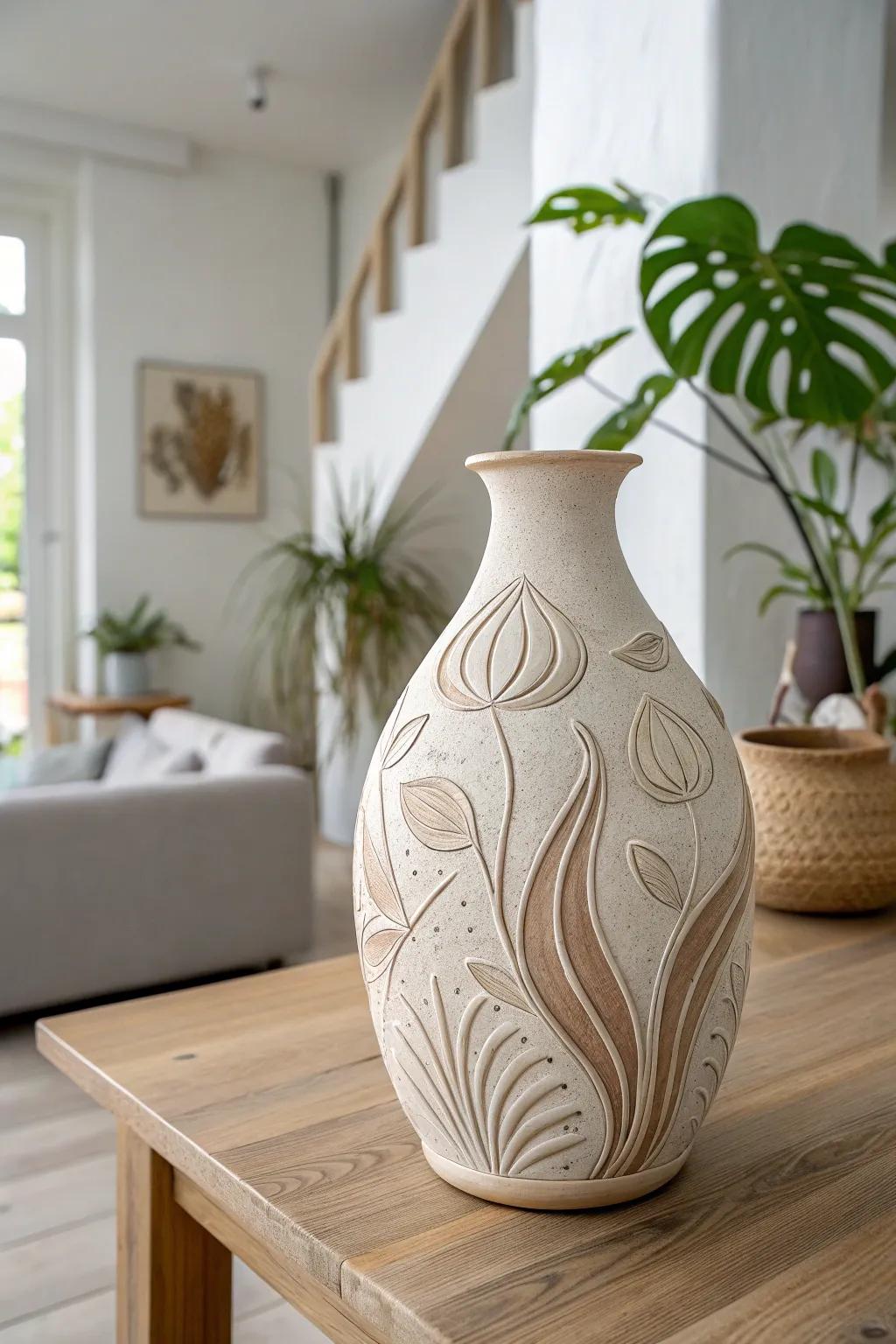 Elevate your space with the elegance of abstract embossing, where simplicity meets artistic flair.