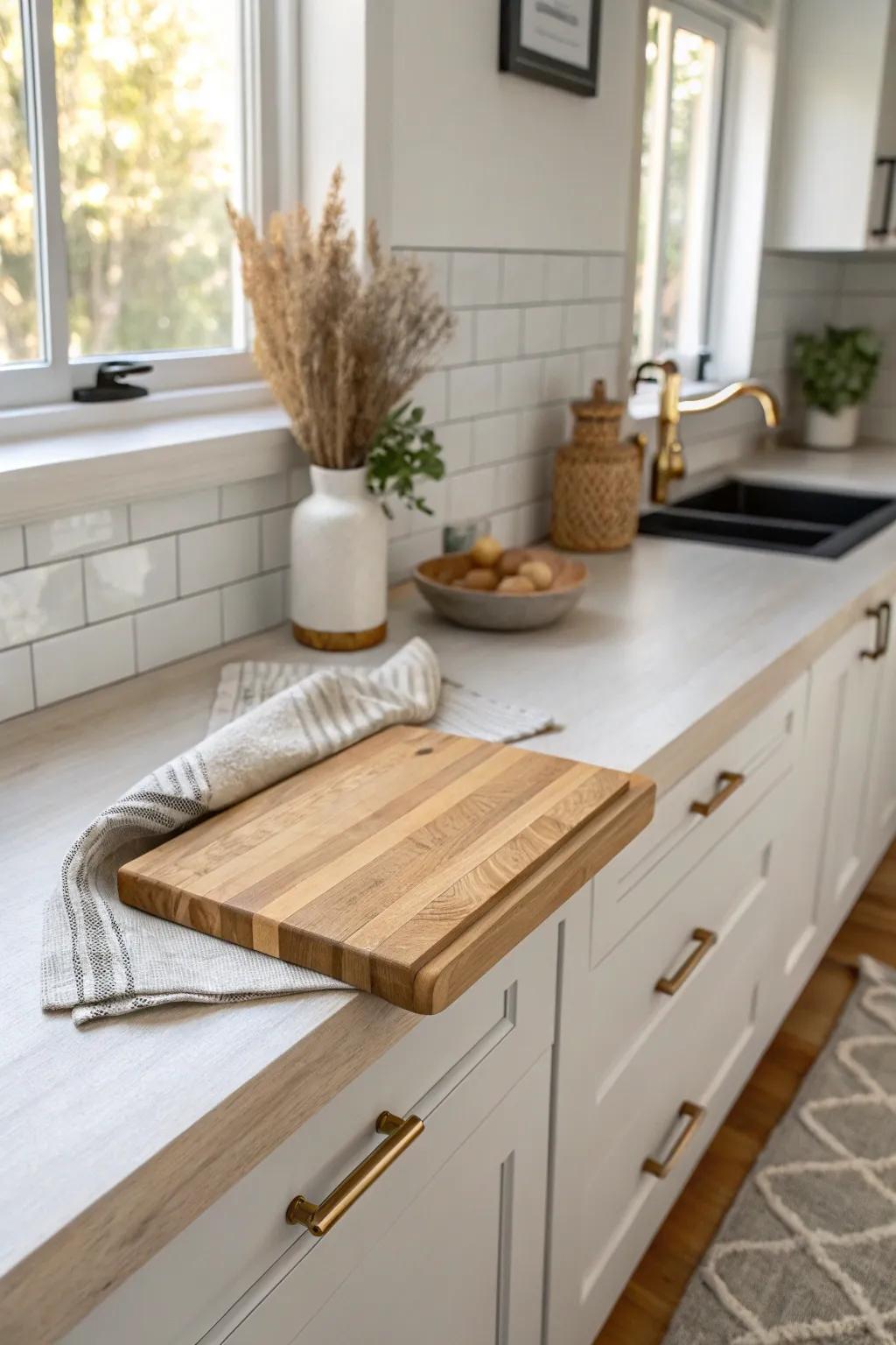 One uninterrupted counter stretch makes a galley kitchen feel calmer, bigger, and easier to prep.