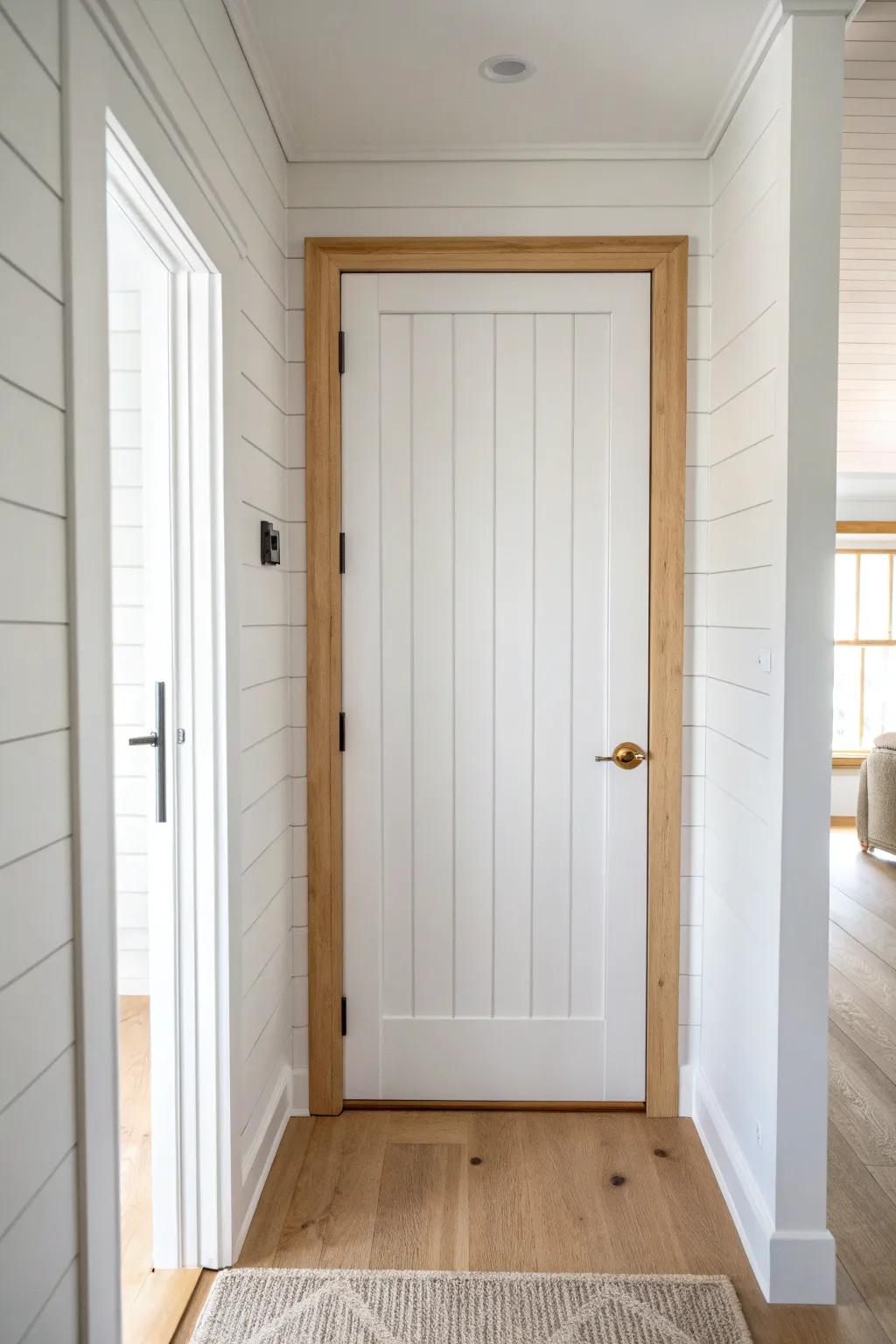 Shiplap-style closet door: a modern farmhouse upgrade that adds charm without taking space.