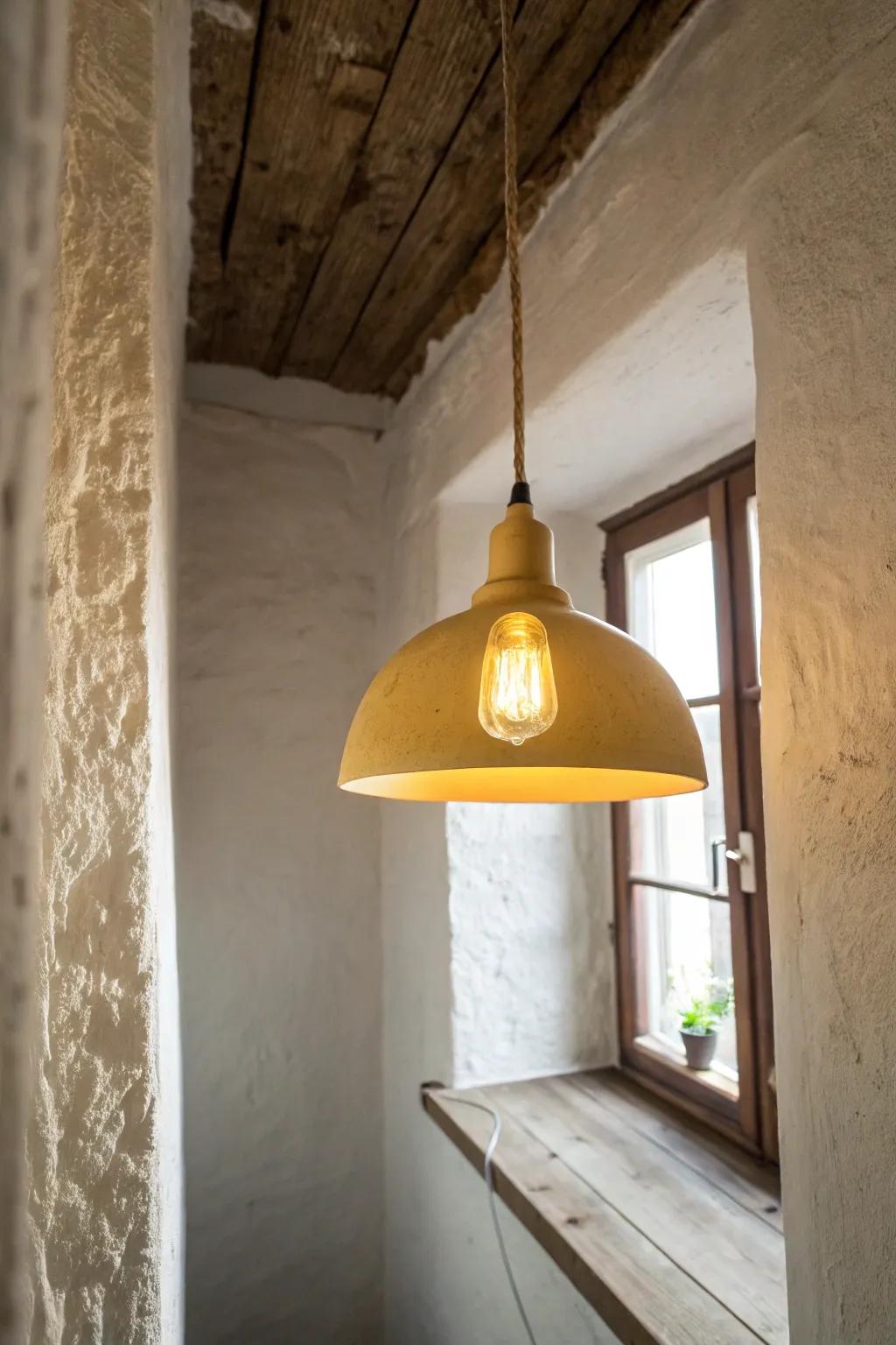 Buttery yellow glow that fakes daylight—perfect for brightening a windowless hallway.